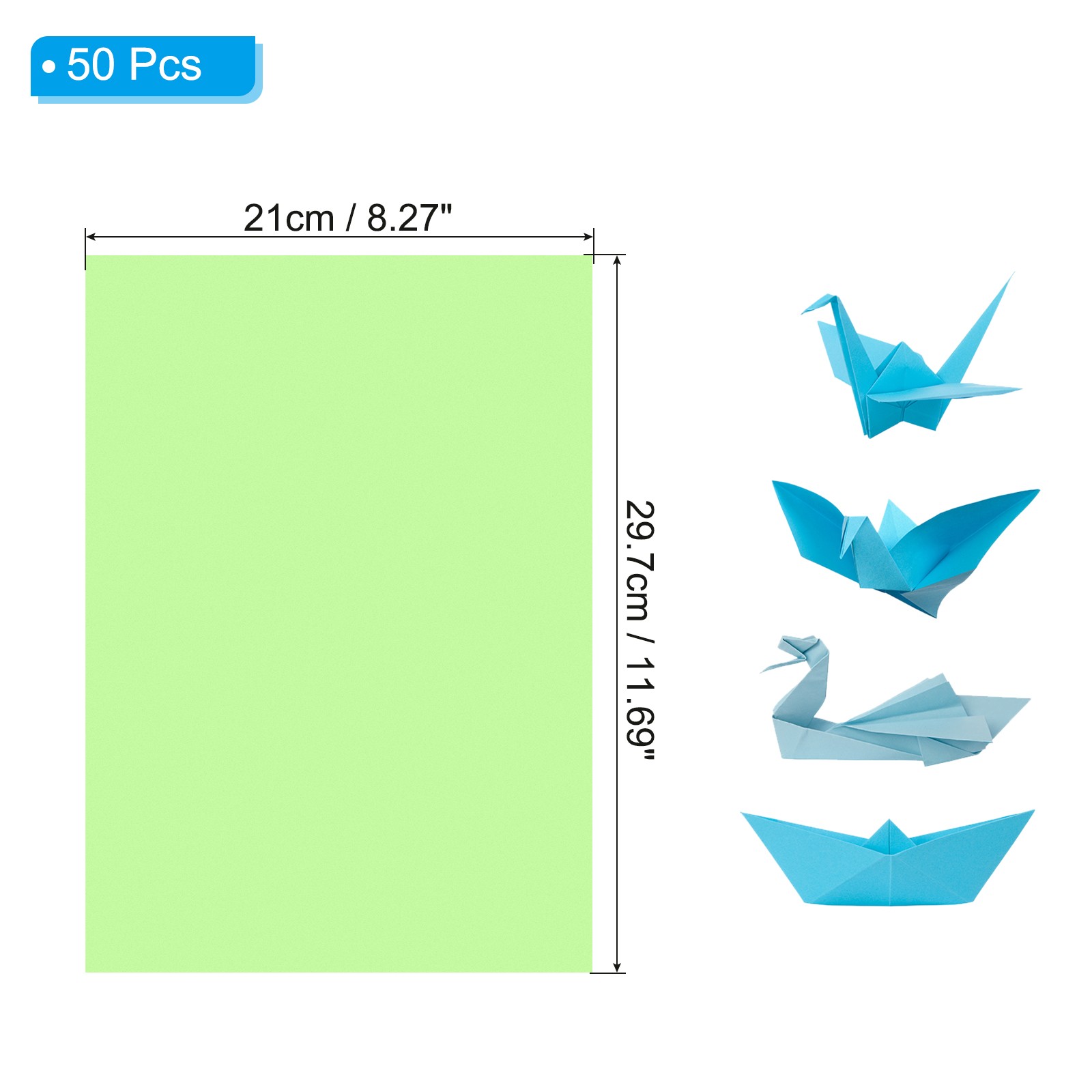 Light Green Color Copy Paper, 50 Sheets 11.7×8.3″ A4 70gsm