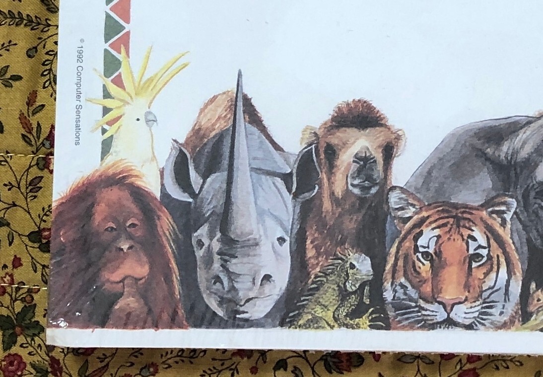 vtg 1992 Safari Animals Stationery Laser Paper 8.5 x 11 Deadstock 100 Sheets