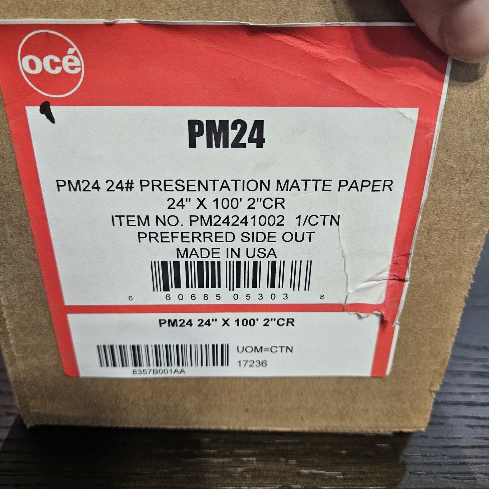 OCE PM24 Matte Presentation Paper 24″ X 100′ 2″ Core 24 Lbs Roll