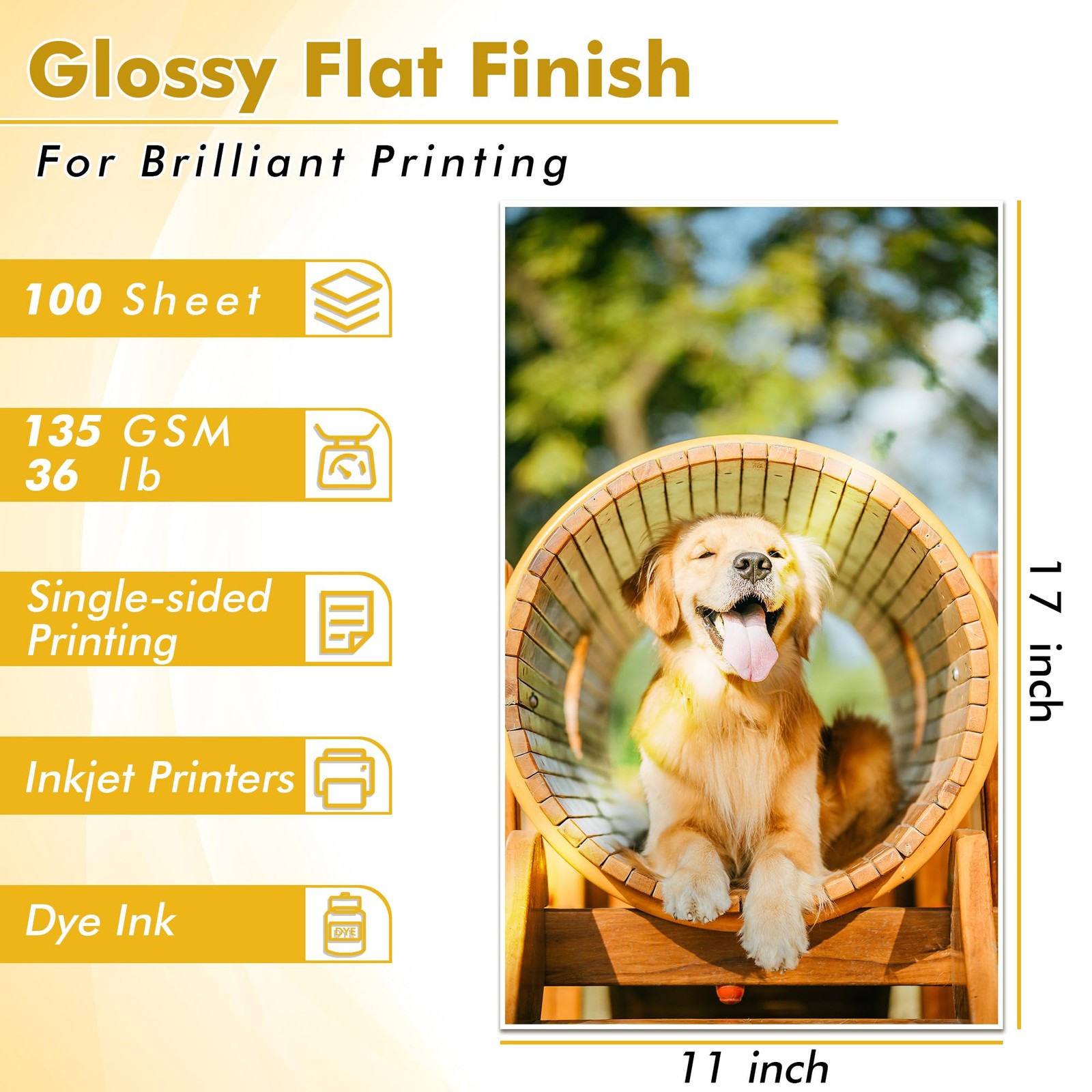 Koala Glossy Thin Inkjet Paper 11×17 Inch 100 PCS 36LB Dye Ink Brochure