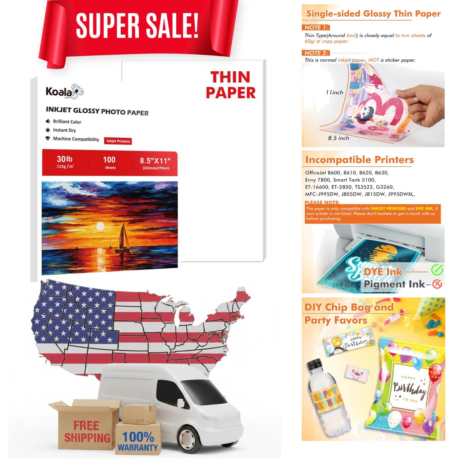 115gsm Glossy Inkjet Paper – 8.5×11 – Ideal for Crafts & Presentations