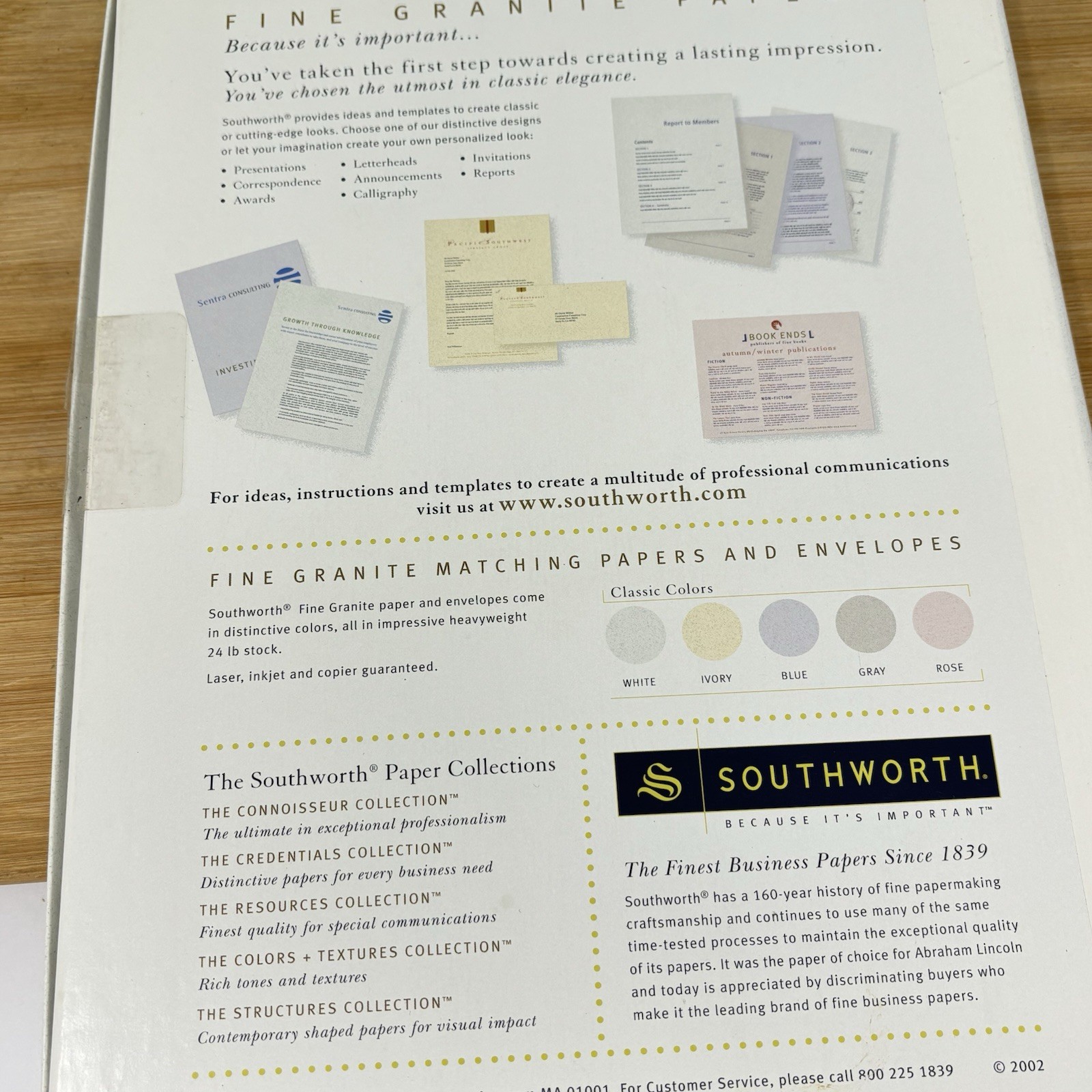 Southworth 25% Cotton Fine Granite Paper, 8.5″ x 11″, WHITE 24# Watermarked OPEN