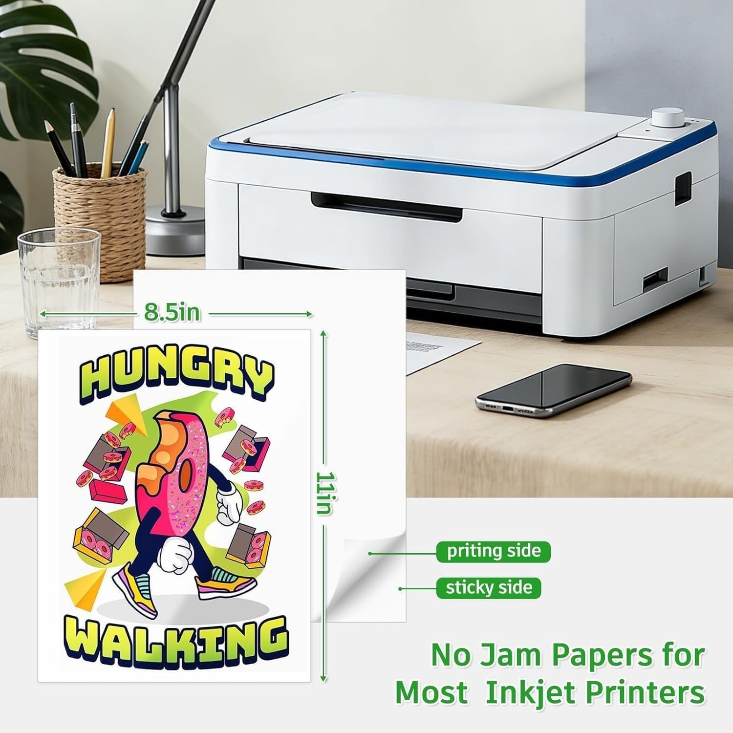 Printable Vinyl Sticker Paper for Inkjet and Laser Printer – Glossy White – 2…