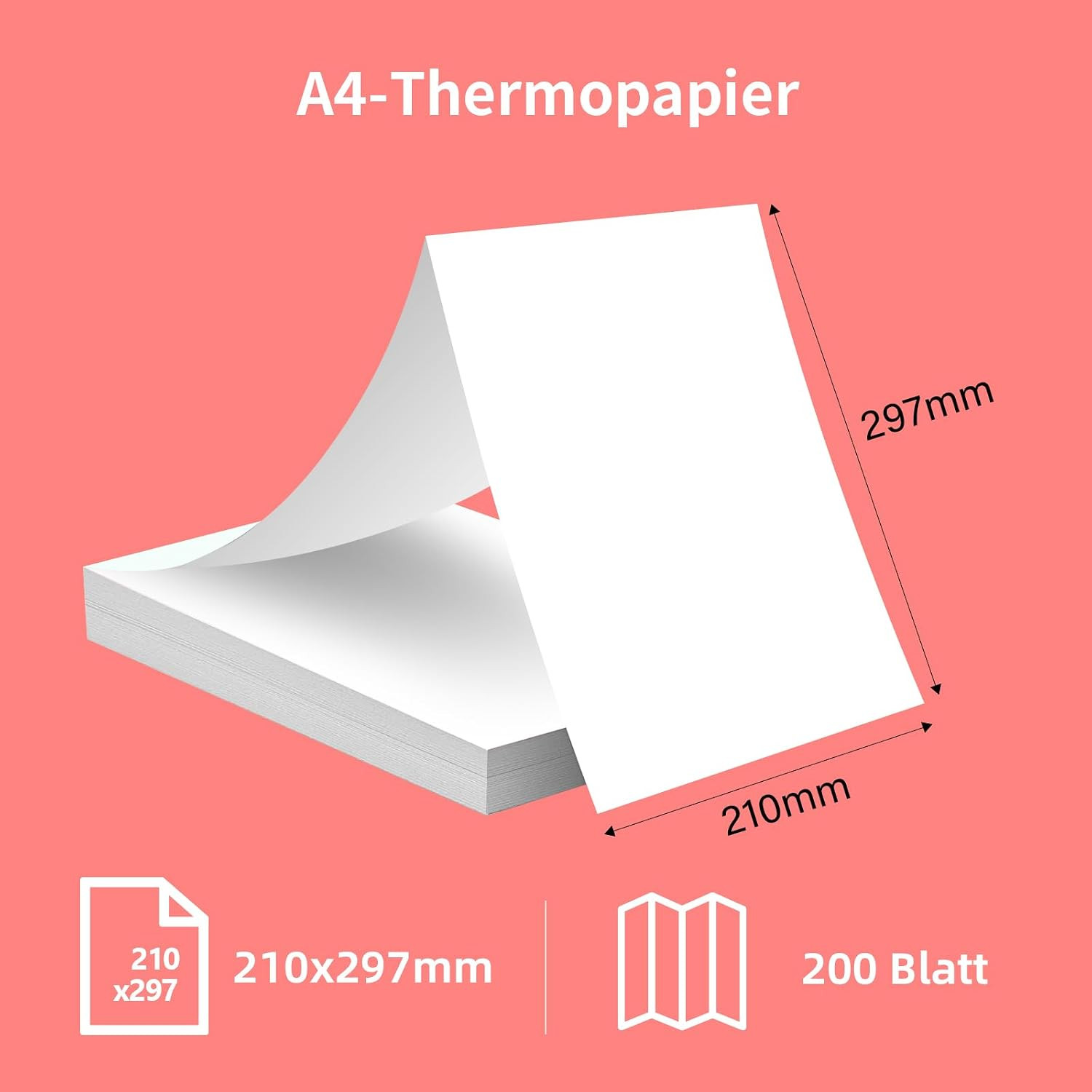 A4 Thermal Paper 8.27″ x 11.69″ Thermal Printer Paper Quick-Dry Paper 200 Sheets