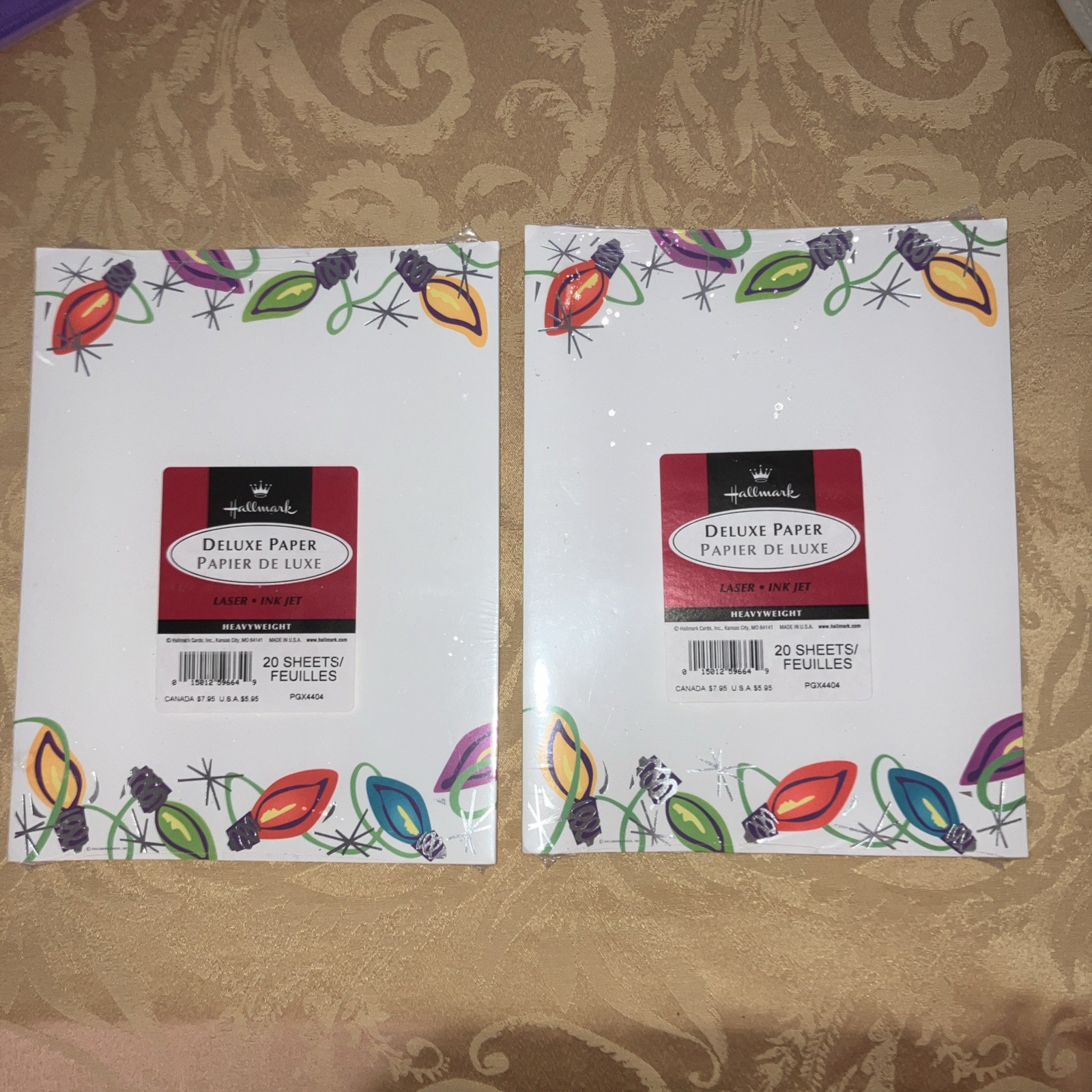 2 Hallmark Christmas Lights Stationary Printer Typing Paper Laser & Ink Jet New