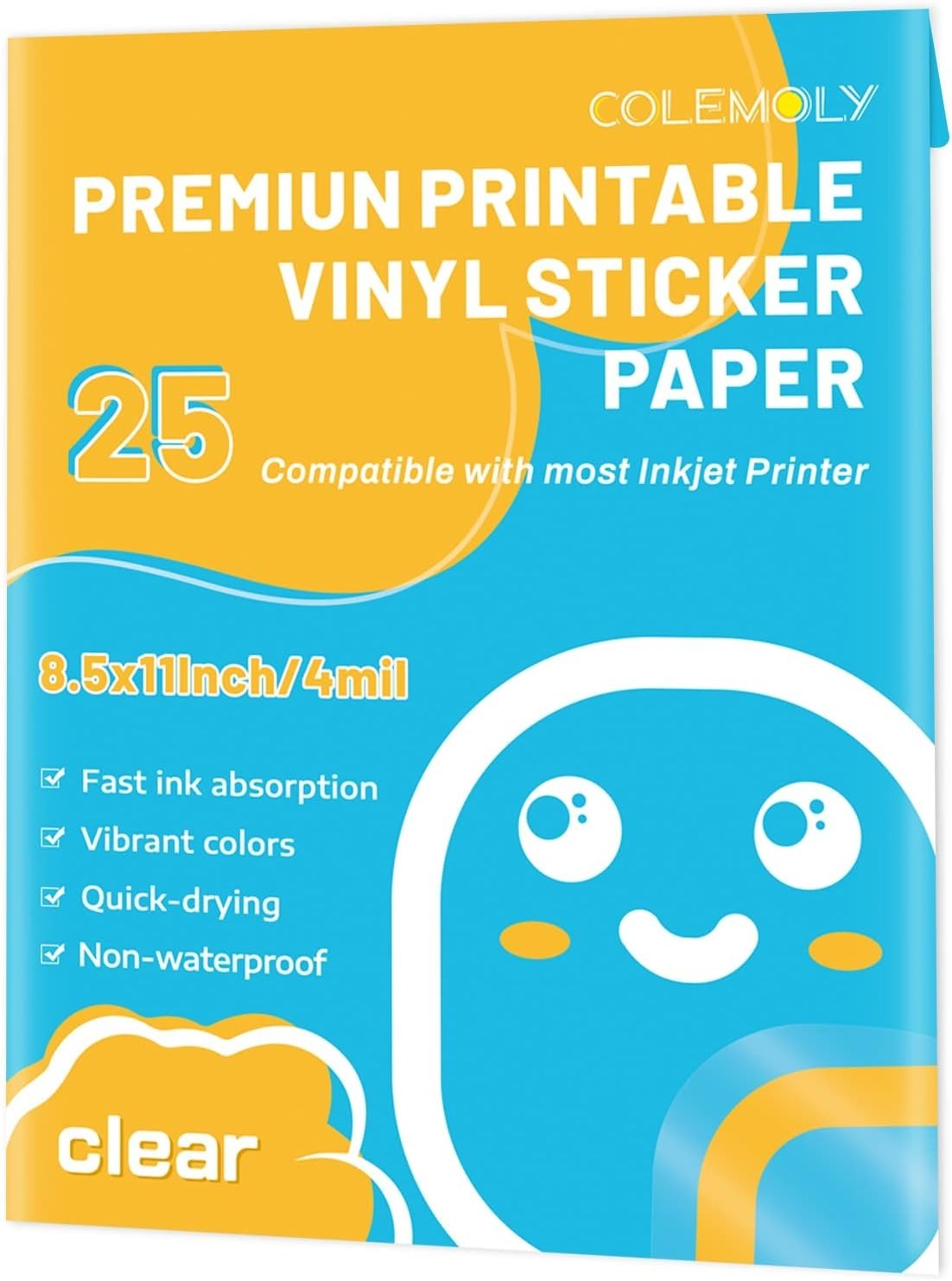 Sticker Paper Clear Printable Vinyl for Inkjet Printer-25 Transparent Dry-Qui…