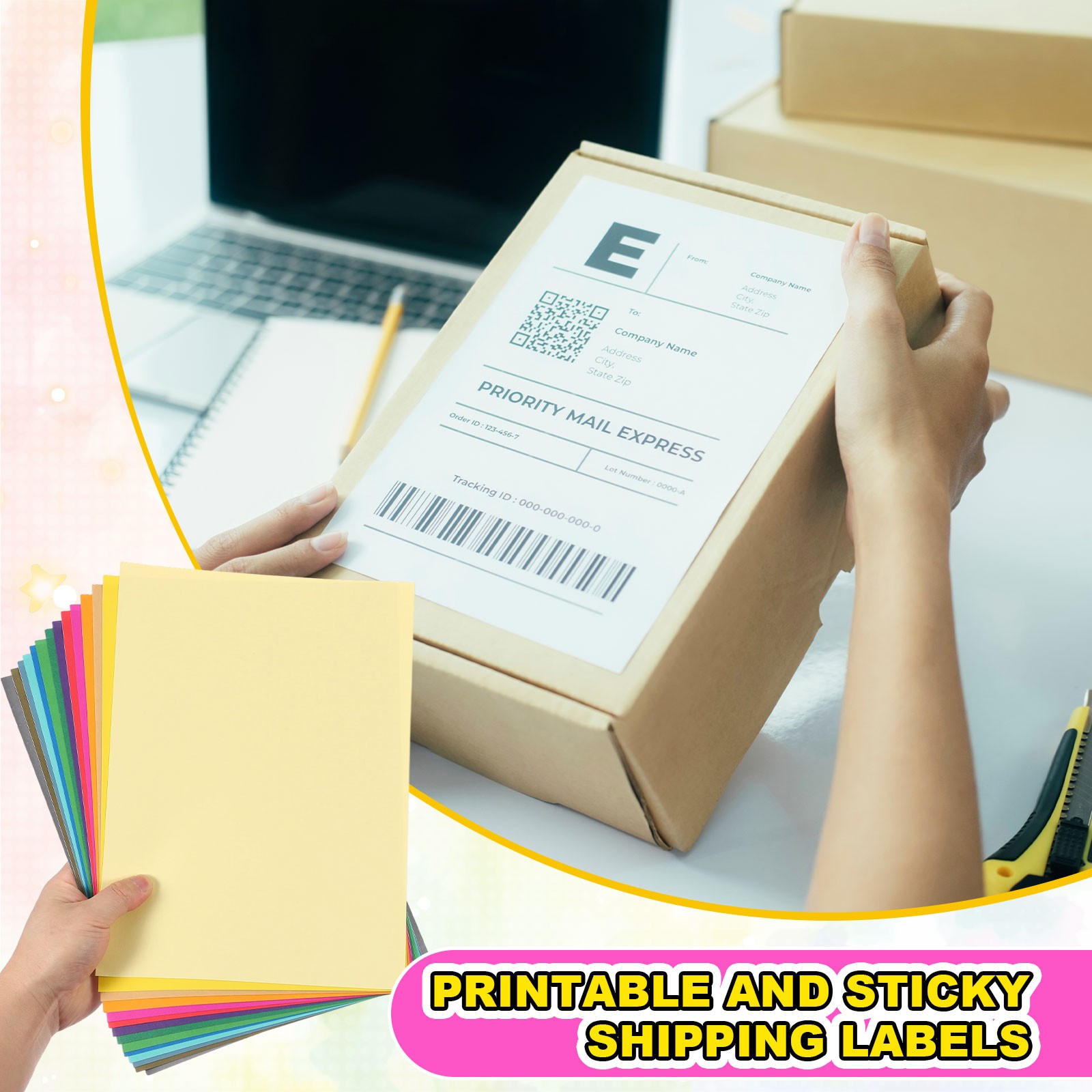 40Pcs Full Sheet Label Sticker Paper, A4 Shipping Labels, White