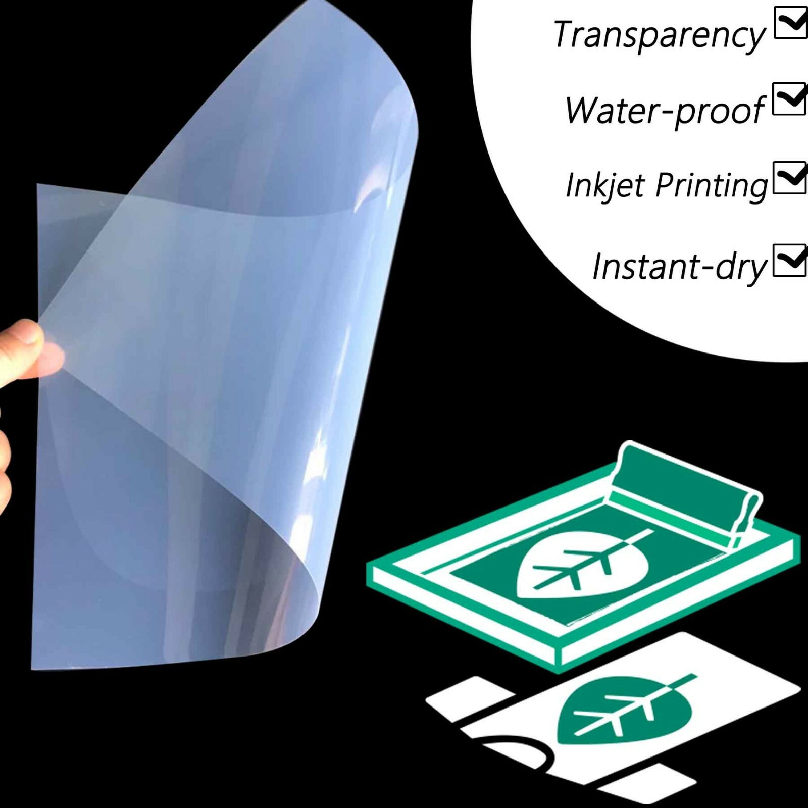24″x100ft，Waterproof Quick Dry Milky Inkjet Screen Printing Film