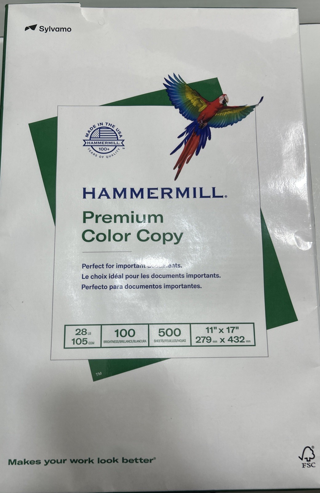 Hammermill Premium Color Copy Paper 28lb 500 Sheets 11×17 Super Bright White