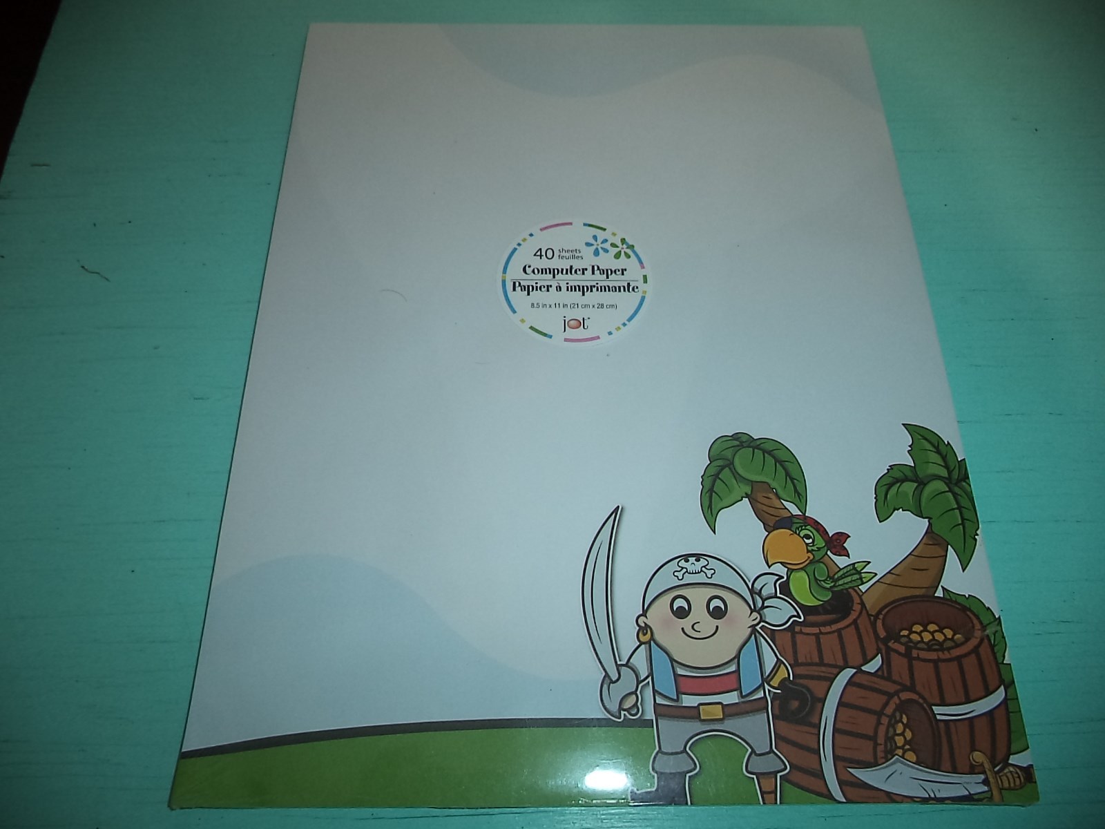 Forty Sheets Of Computer Paper With Pirate And Parrot On Island