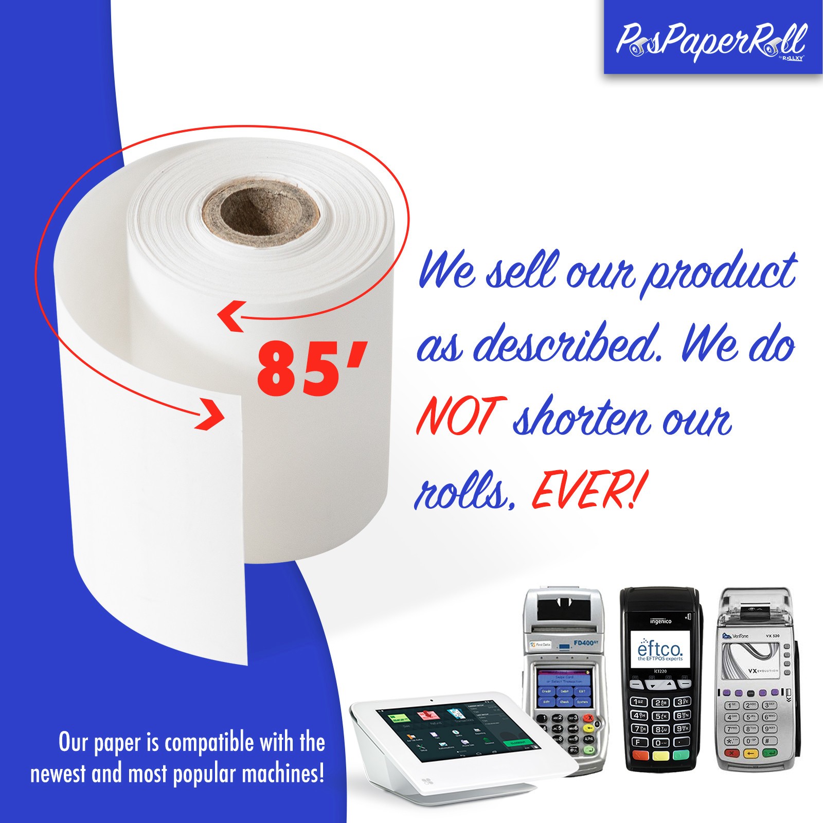 2 1/4″ x 85′ THERMAL ROLL 50 ROLLS-MADE IN USA