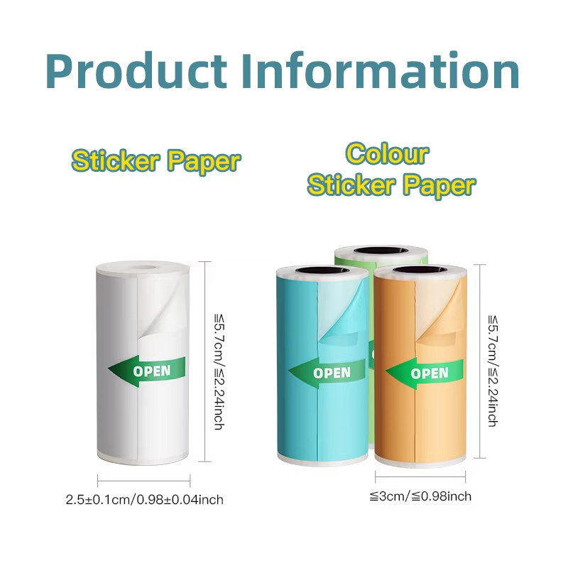 New 10 Roll Sticker Paper for Mini Printer Label Sticker Paper Color Thermal Pap