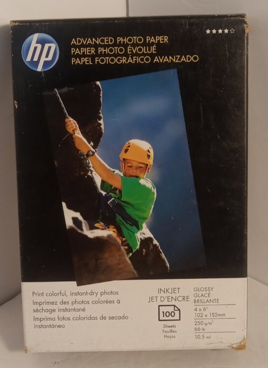 Hp Advanced Photo Paper Glossy Hewlett Packard (Q6638A) 4 x 6, 100 Sheets NEW!!!
