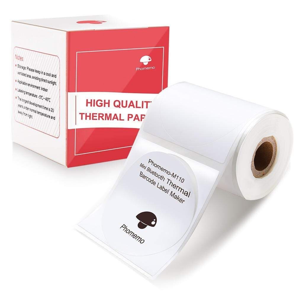 Phomemo 50×50mm Round White Self-Adhesive Thermal Label for M110/M200/M220 Print