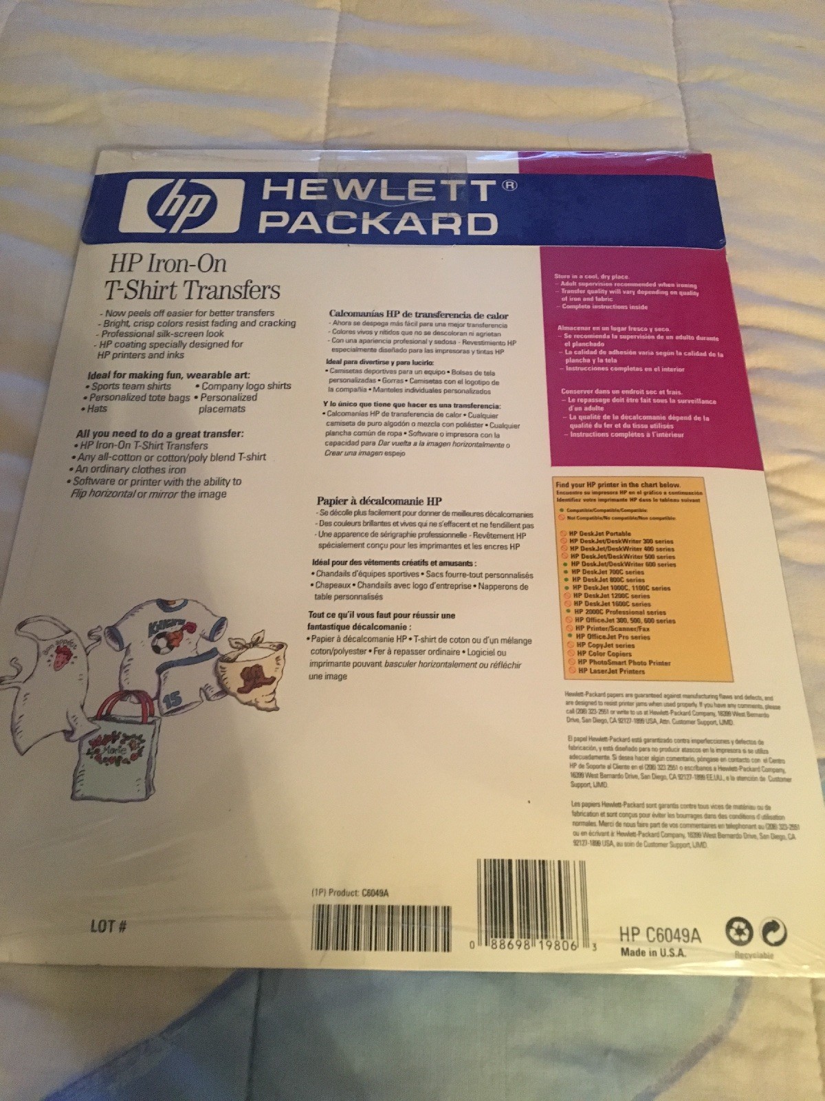 Hewlett-Packard HP Iron-On T-Shirt Transfers Pack of 10 – NEW C6049A