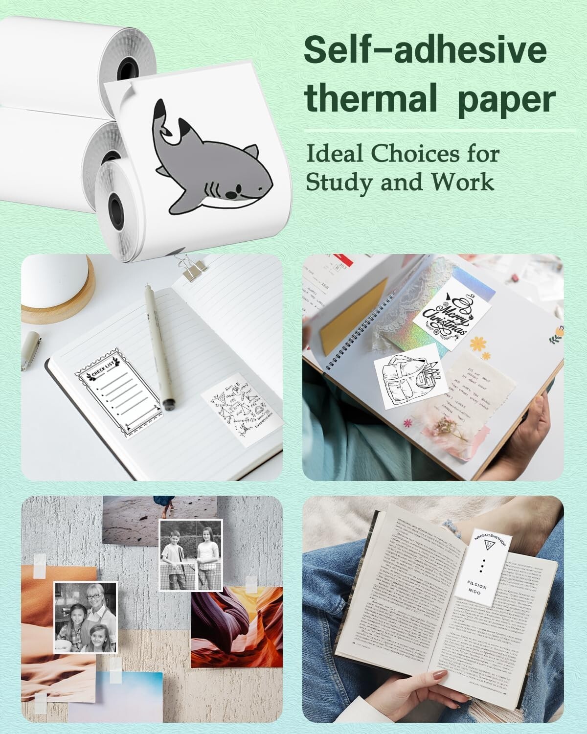 3-9 Rolls Self-Adhesive Thermal Sticker Paper for Phomemo T02 Bluetooth Printer