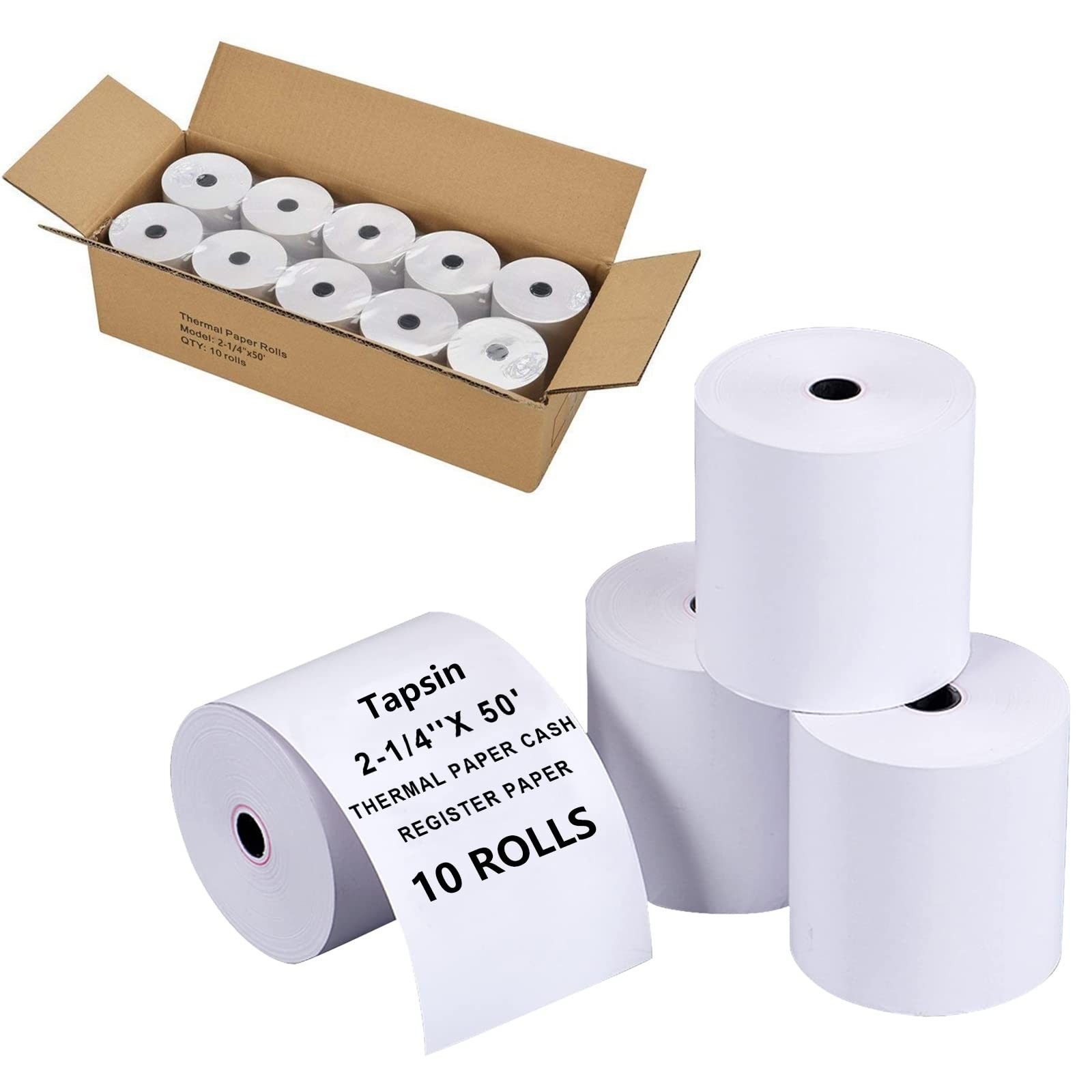 10 Rolls 21/4×50 Ft Thermal Receipt Paper Fits 58mm POS Printer Premium