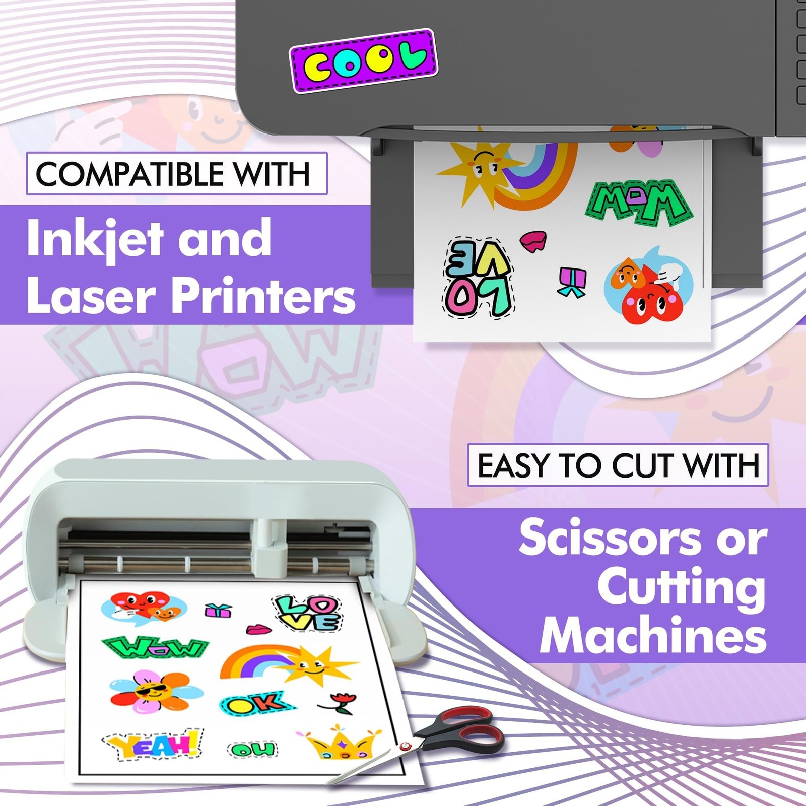 Premium Printable Vinyl Sticker Paper for Inkjet Printers, 50 Sheets Matte Wh…