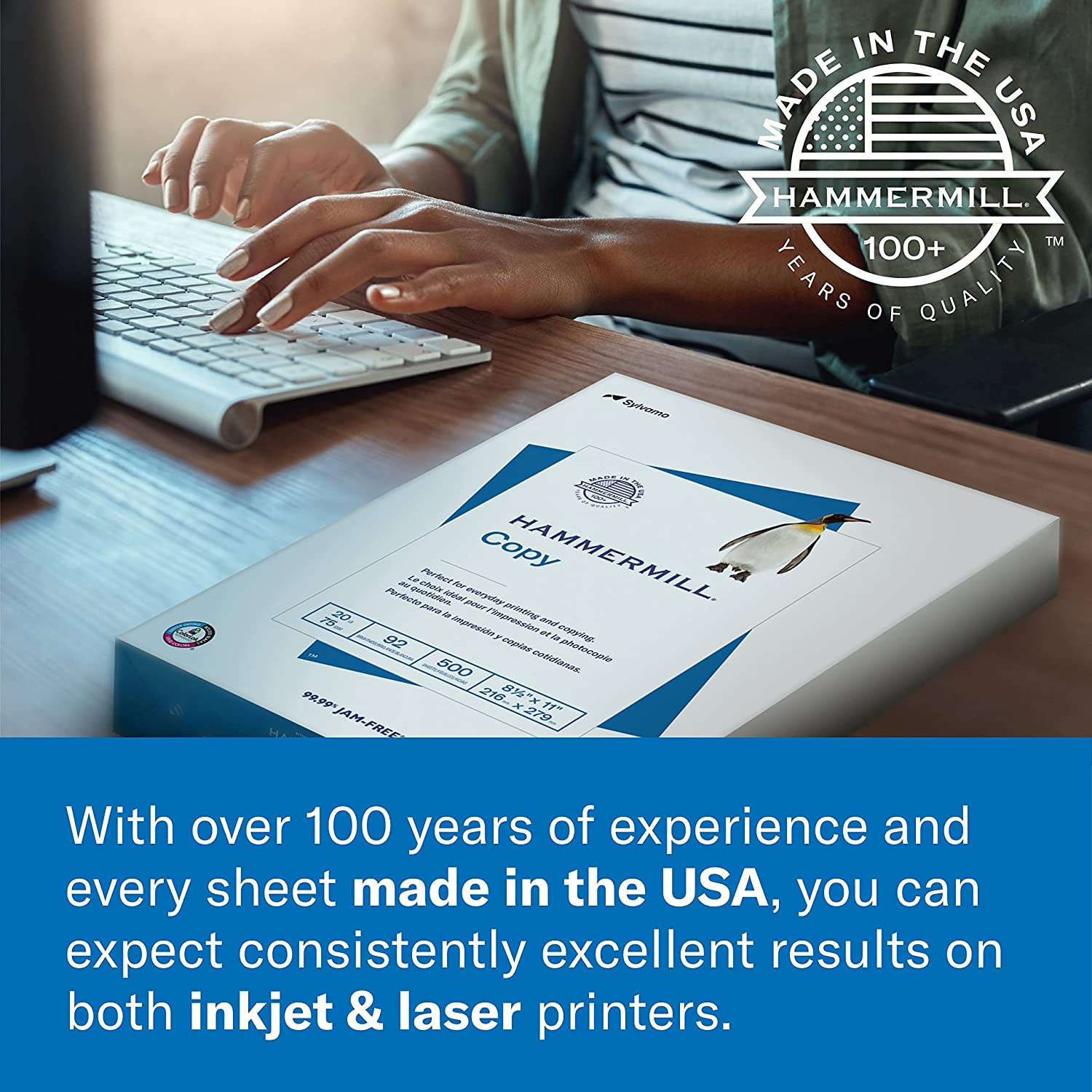 Hammermill Printer Paper, Premium Inkjet & Laser Paper 24 Lb, 8.5 X 11 – 1 Ream