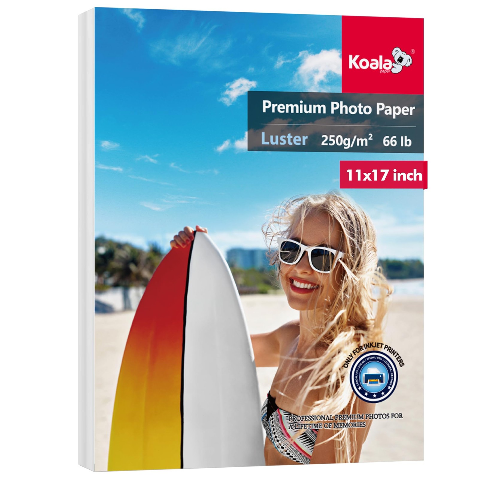 50 Sheets Koala Premium Luster Photo Printer Paper 11×17 Inch Inkjet 66LB