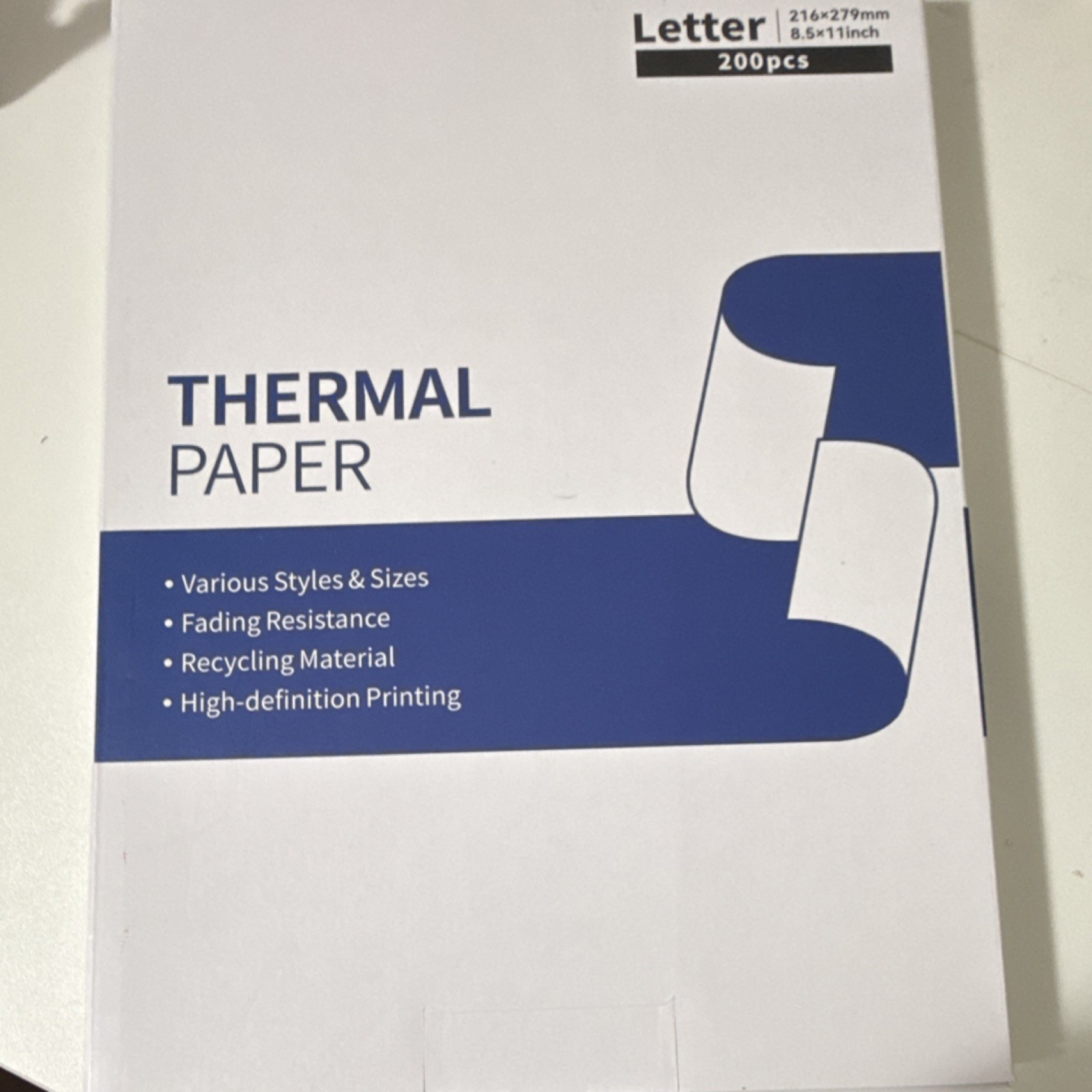 Thermal Printer Paper Letter Size 8.5×11 in White 200pcs Q22-ZD2-RMSG10-LTRM8