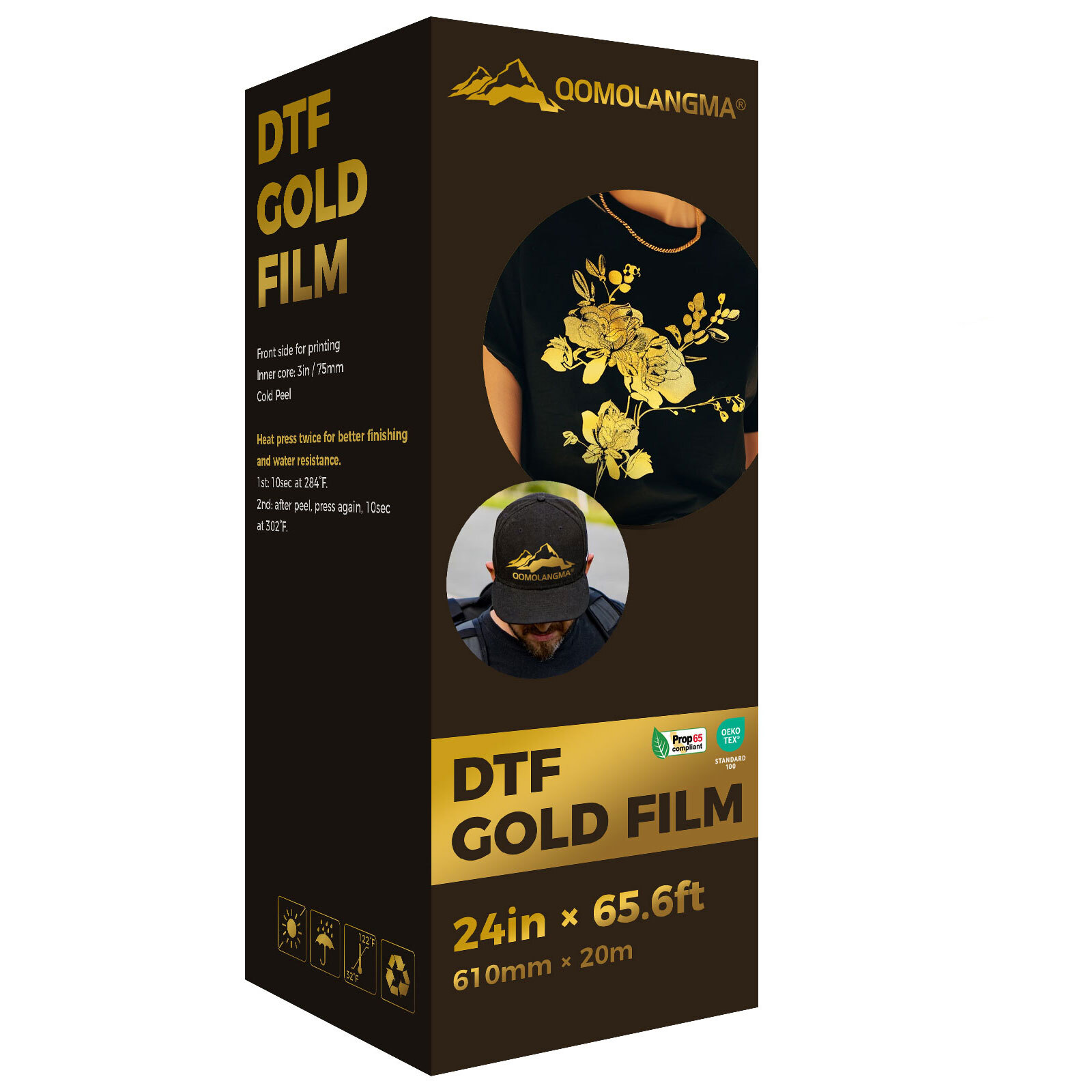 24in x 65.6ft DTF Gold / Silver Foil Film Roll, DTF FILM Roll Cold Peel