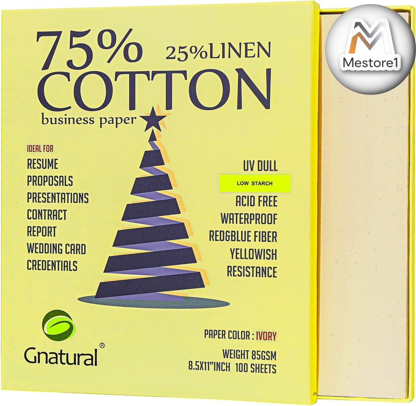 75% Cotton 25% Linen Business Paper Ivory 85gsm 8.5″W x 11″L Resume Paper
