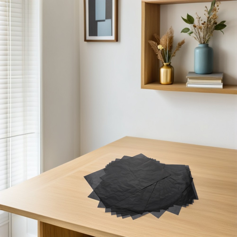 50Pcs Artist Grade Graphite Transfer Paper Reusable DIY Tracing Sheets Black