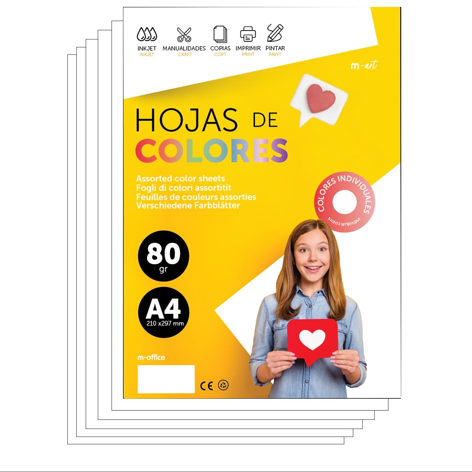 Colourful Paper A4 80g for Printers & Crafts, Coloured Sheets for Kids, Creat…