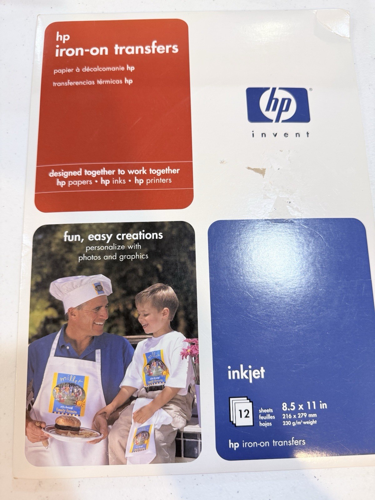 HP Iron-On Transfers Paper 8.5 x 11″, 3×12 For Inkjet Printer NEW