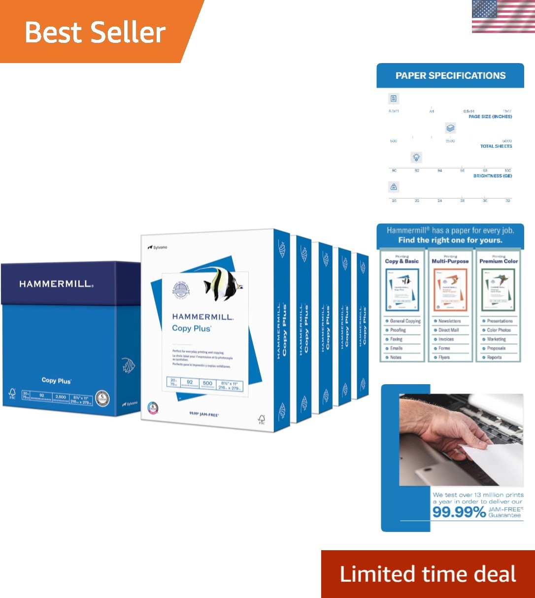 20 lb Copy Plus Paper, 2500 Sheets, 8.5×11 – 92 Brightness Guaranteed