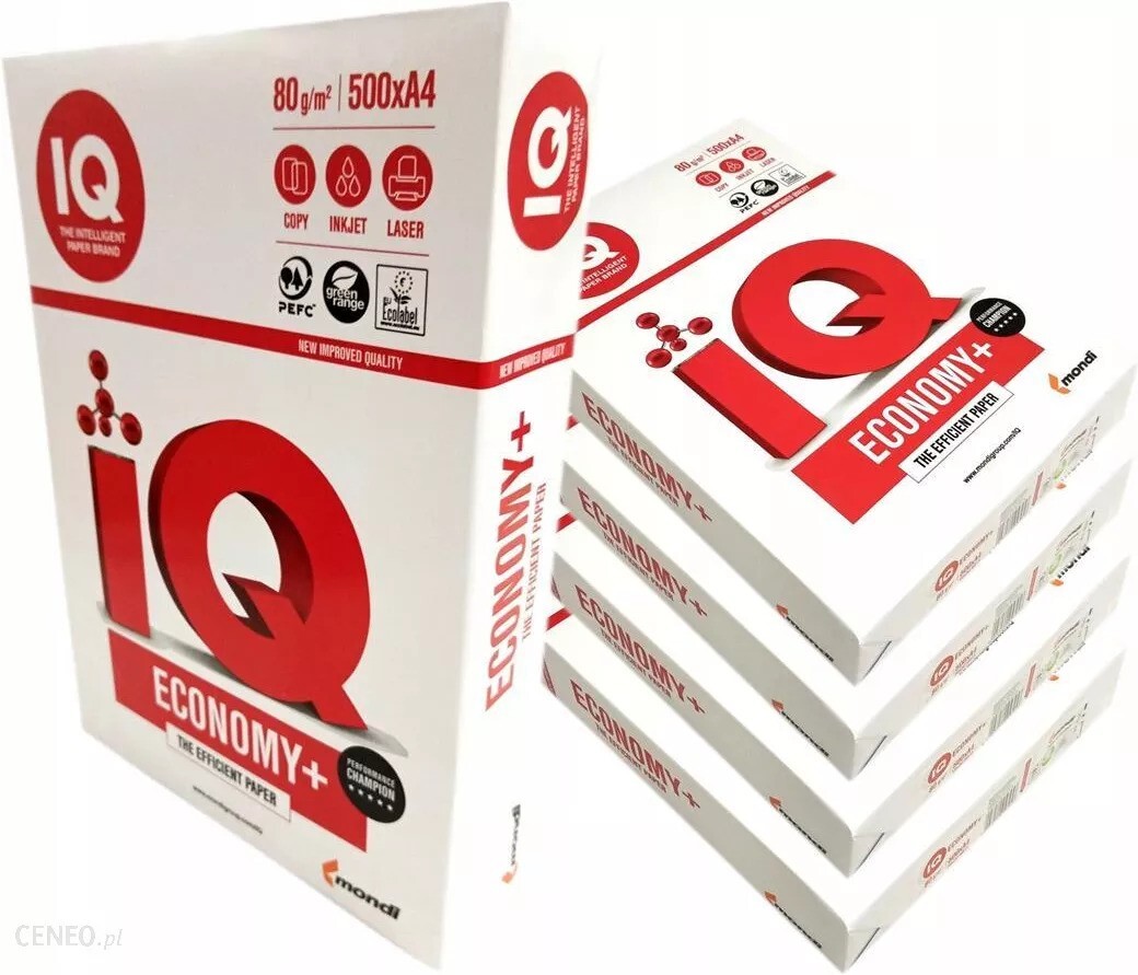 Mondi IQ Economy+ A4 paper, 80 GSM, one Ream of 500 sheets