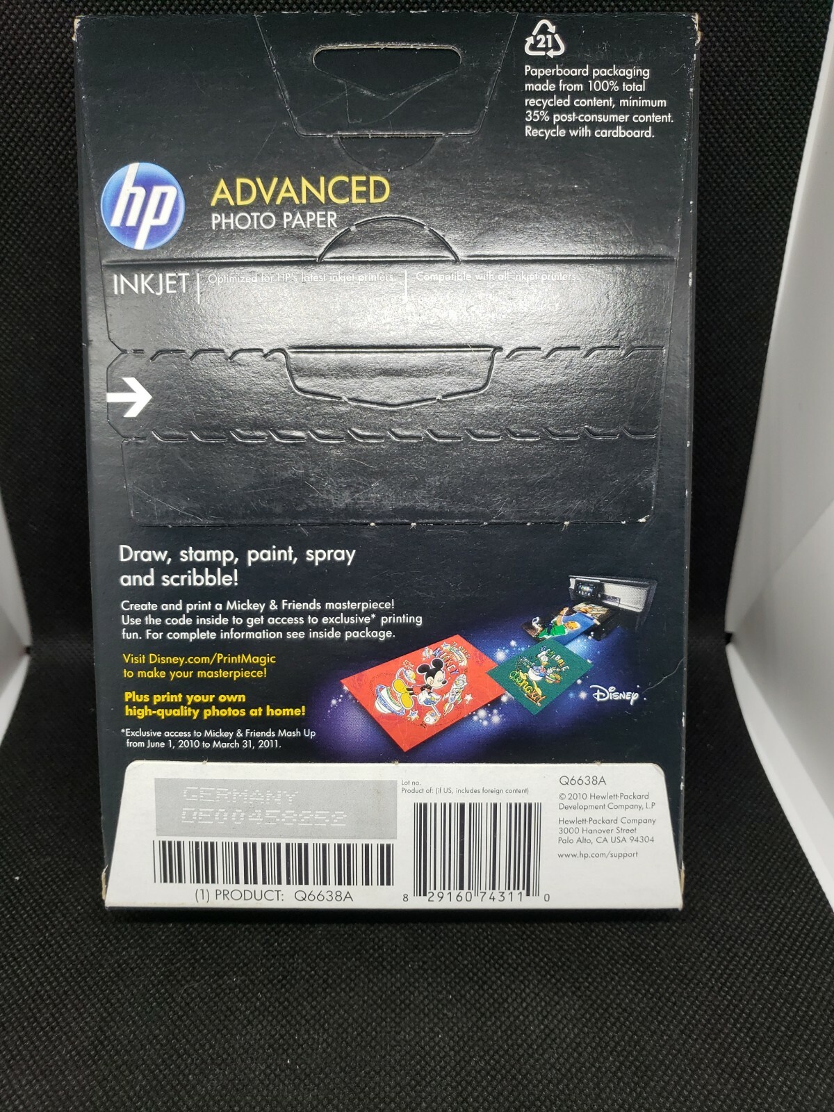 1 Pack of HP Advanced Photo Paper 4”x6” Glossy 100 Sheets Q6638A