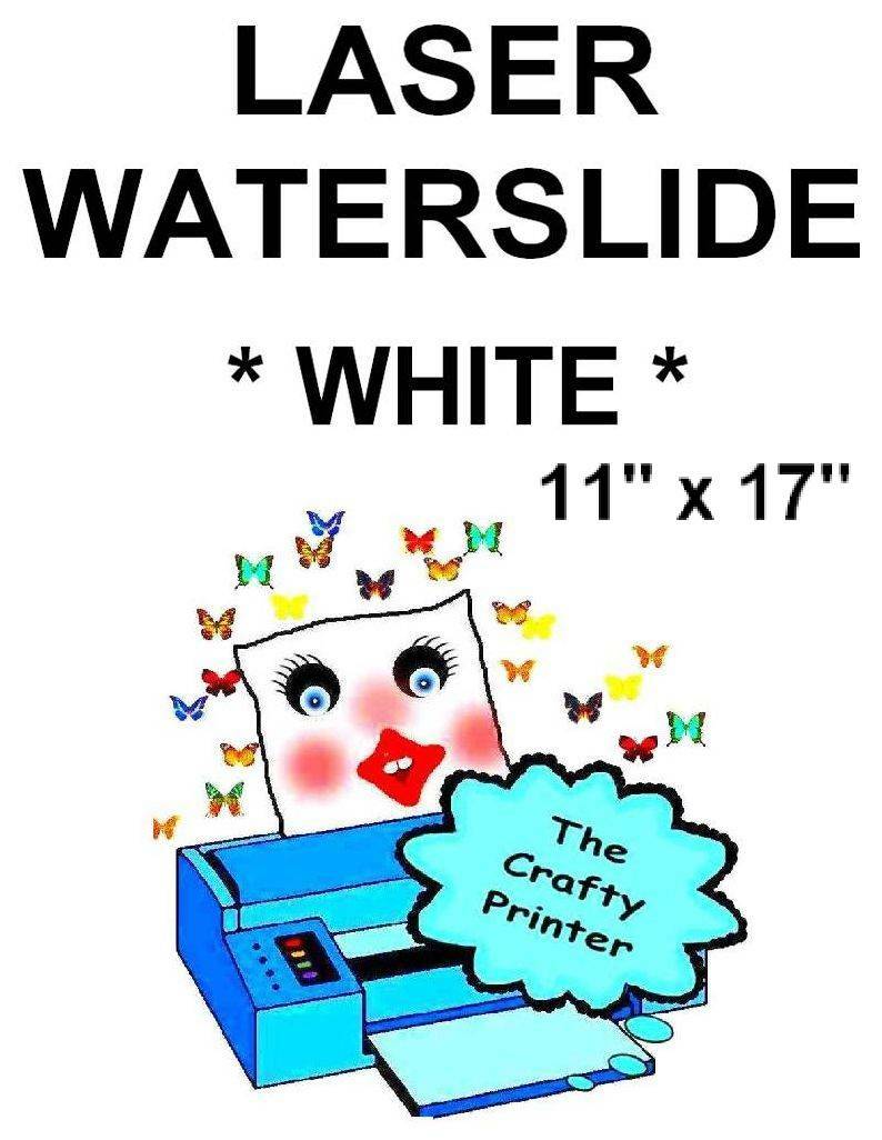 LASER WHITE WATER SLIDE Decal Paper – Size 11×17 – 10 Sheets