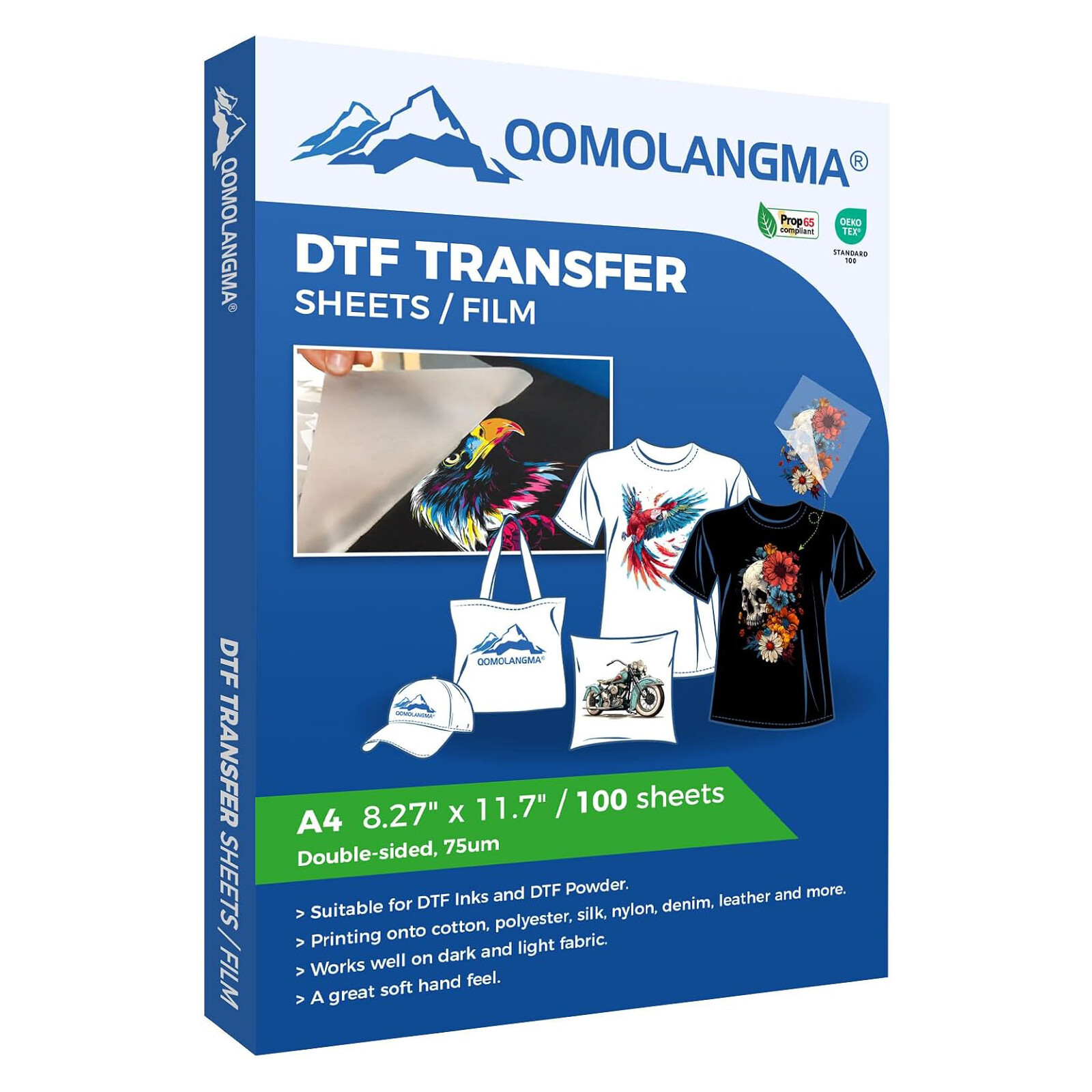 100 Sheets DTF Transfer Film Double-Sided PreTreat Hot Peel DTF Transfer Paper