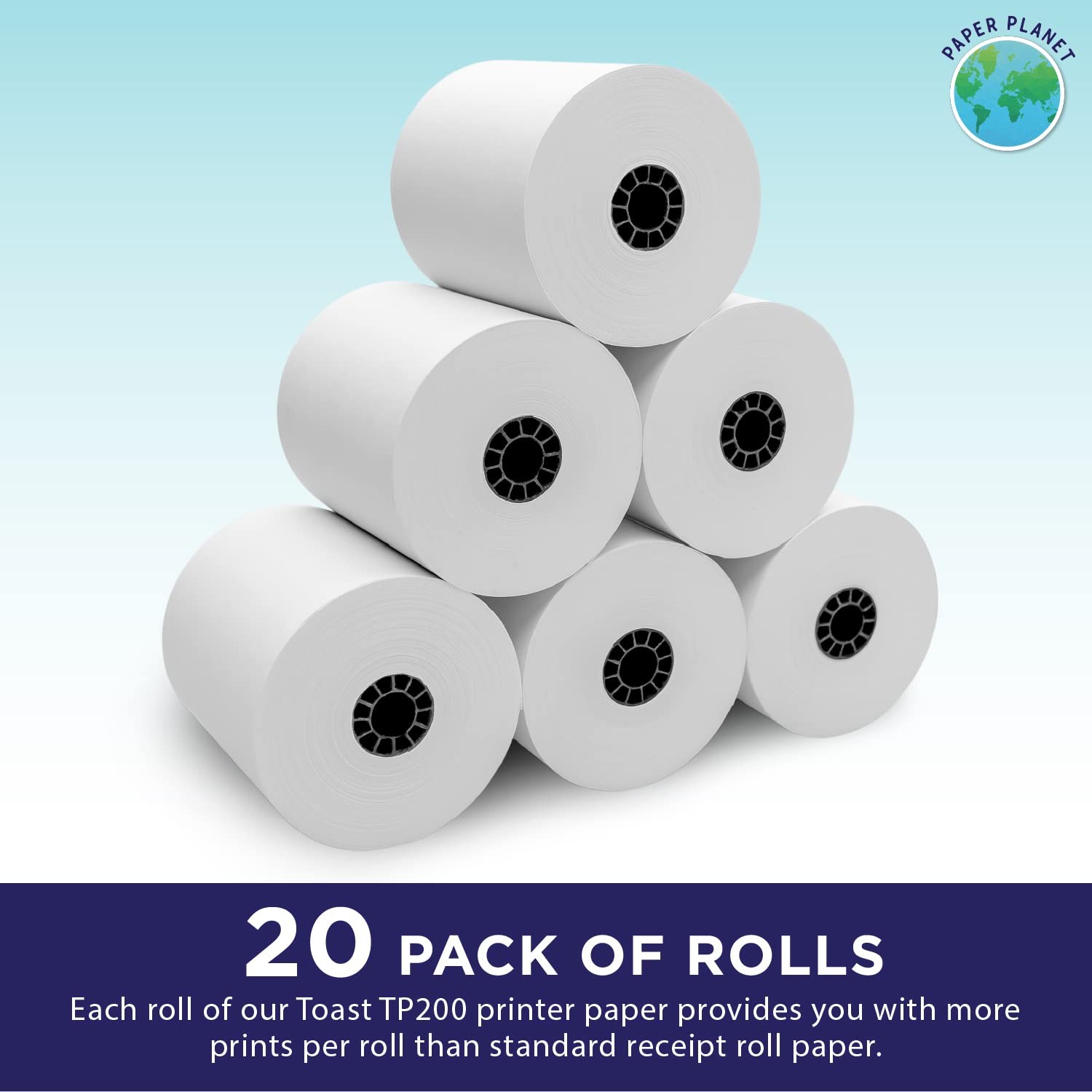 Thermal Paper for Toast TP200 Printer by Planet | 20 20 Rolls, White