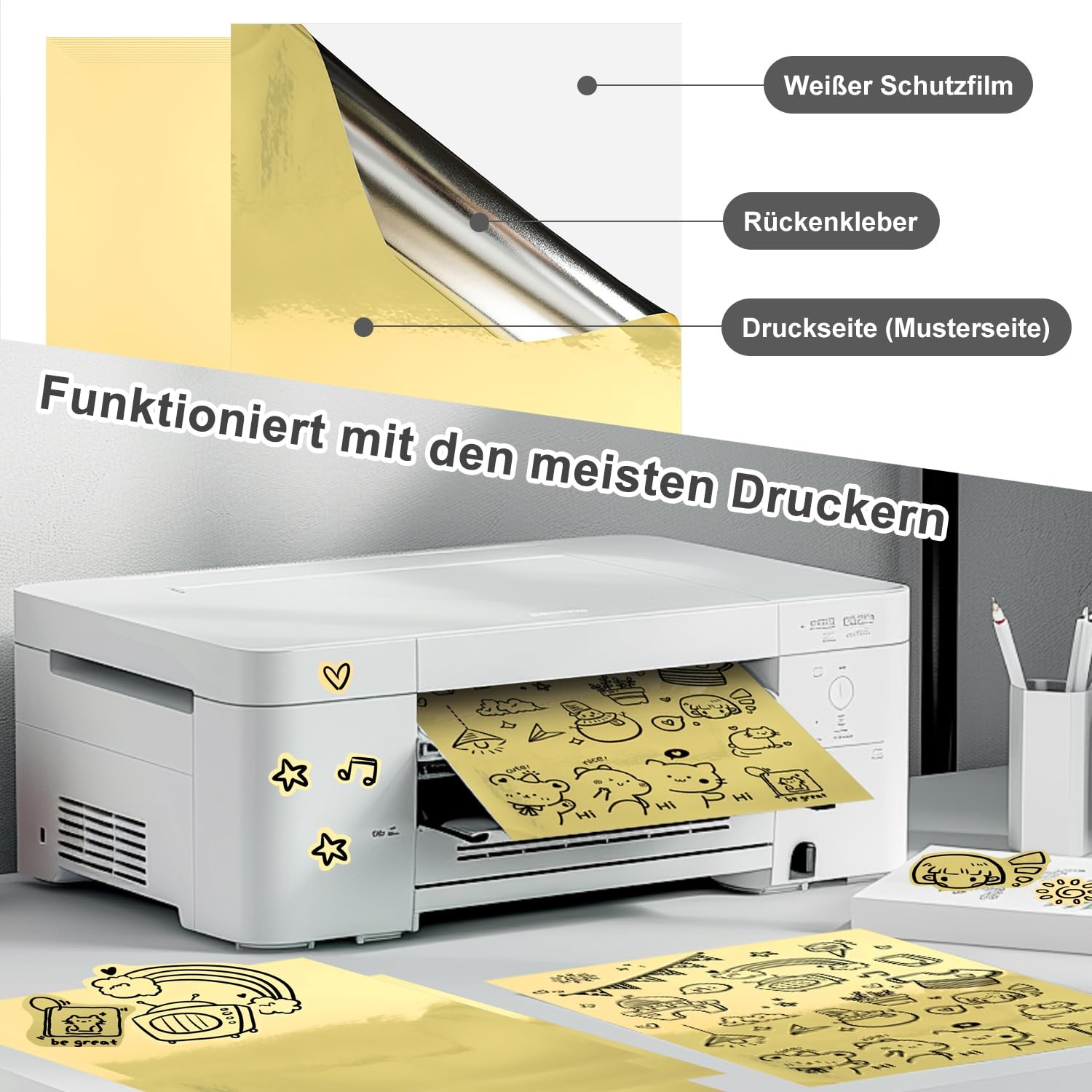 Sticker paper paper for printing 30pcs A4 waterproof printable adhesive film…