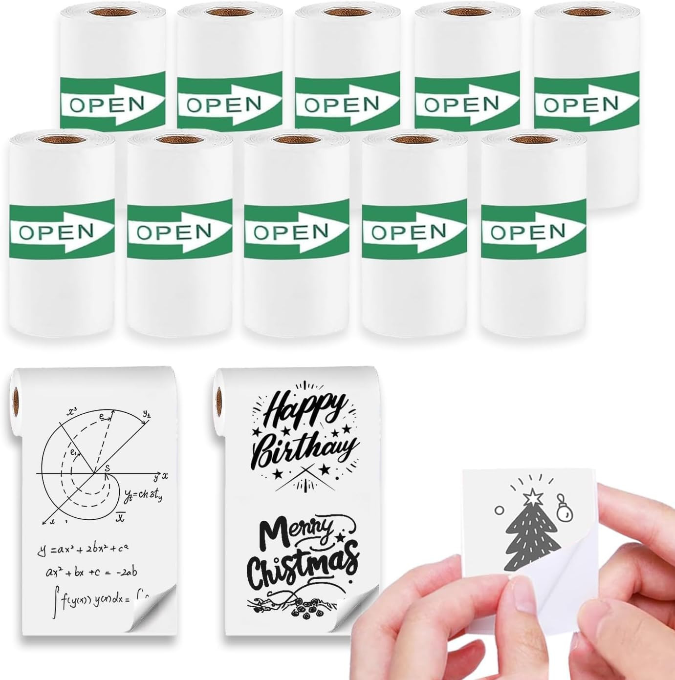 10 Rolls Self-Adhesive Sticker Thermal Paper for Sticker Printer, 57X25Mm | Comp