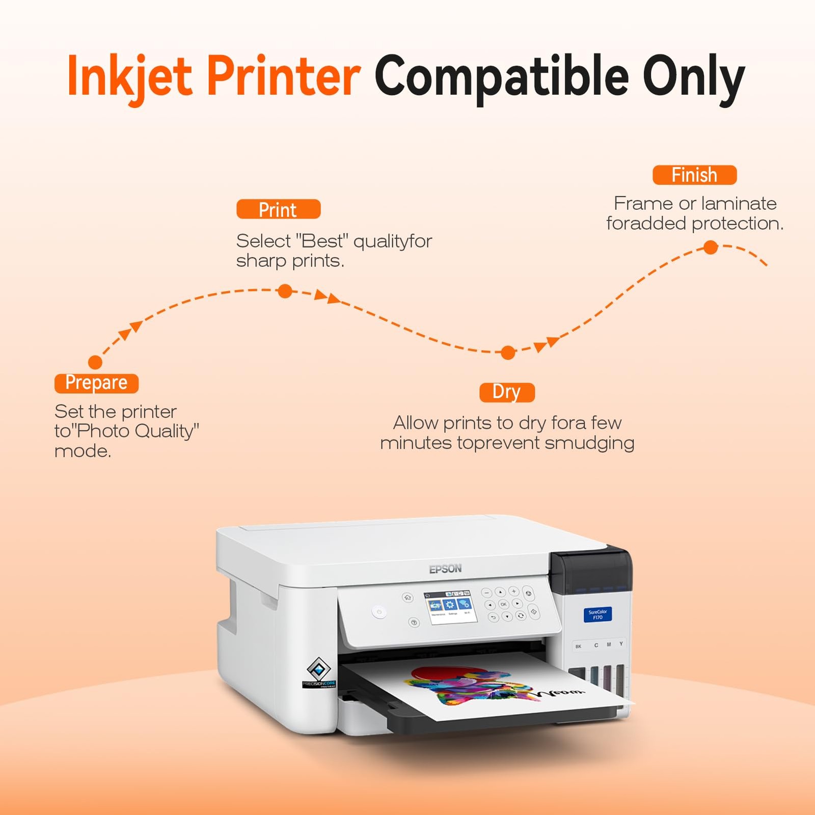 100 Sheets Single Side Inkjet Glossy Photo Paper 8.5×11 Inch 180GSM Craft