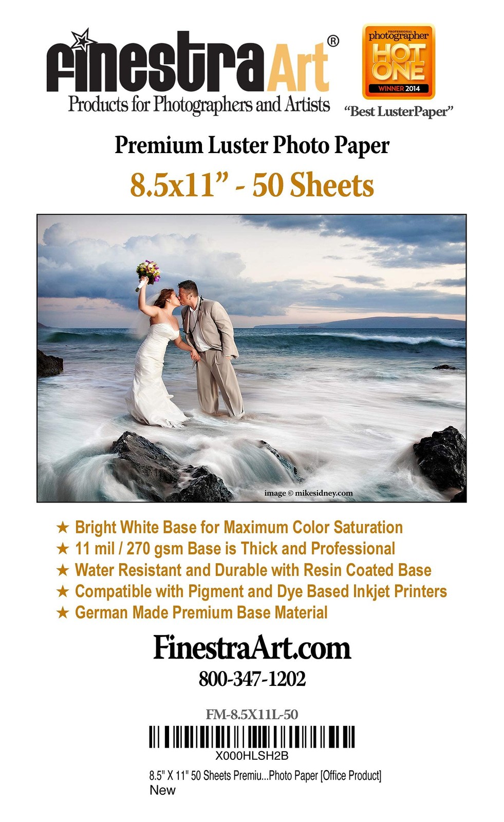 8.5″ X 11″ Premium Luster Inkjet Photo Paper – 50 Sheets