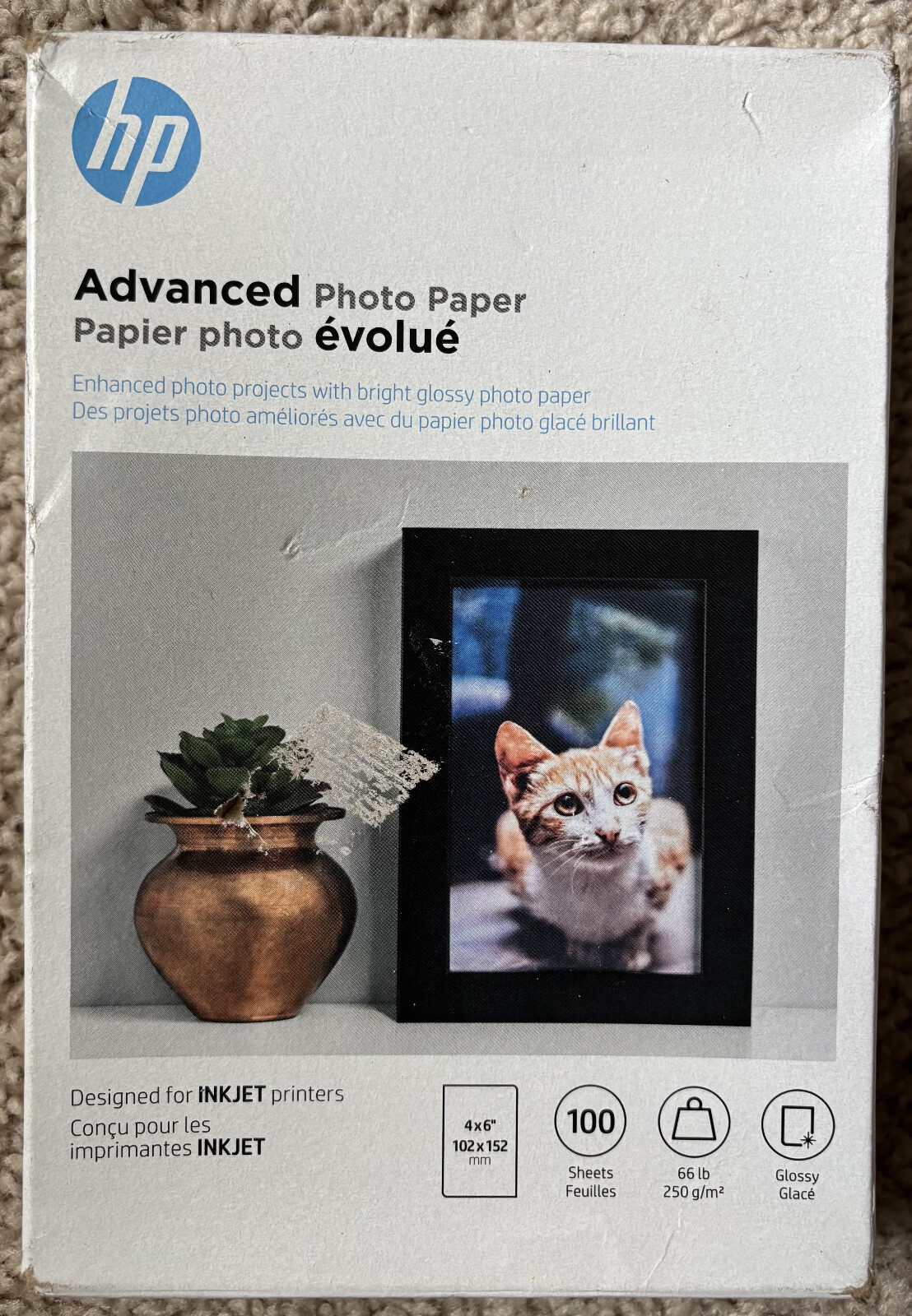 HP 4×6 100ct Advanced Glossy Photo Paper