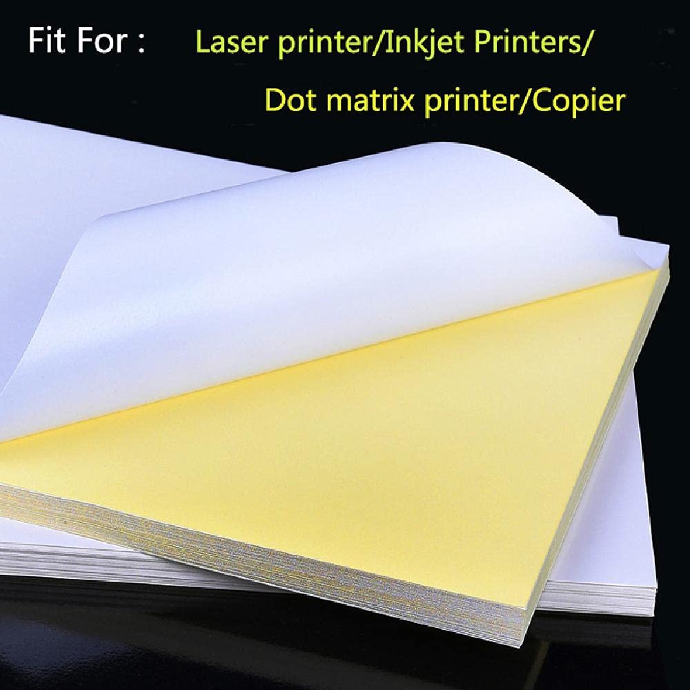 A4 Matte Sticker , 50 Pcs Adhesive Sticker Label for Printer, White Matte, Dr…