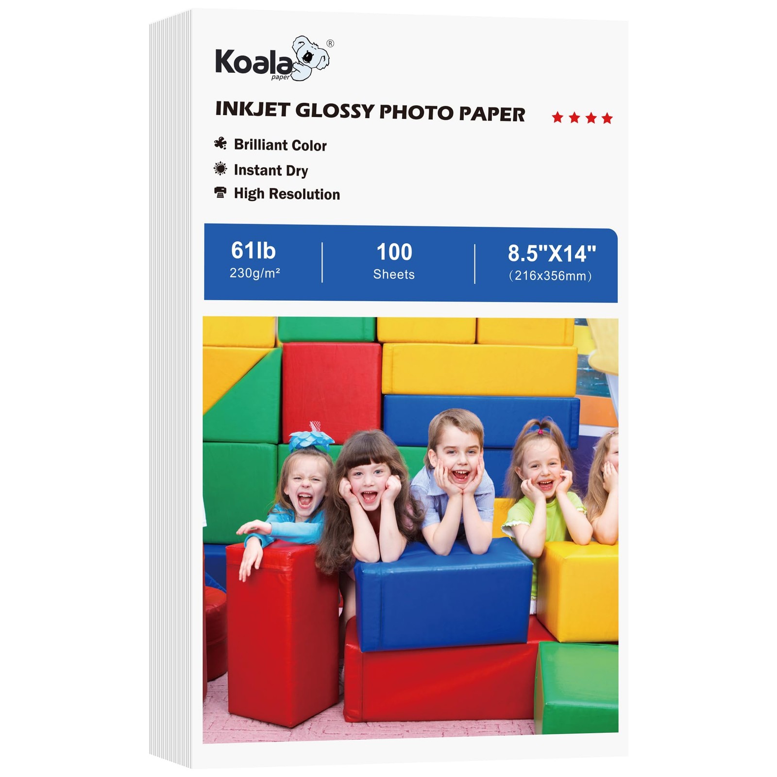Koala Heavyweight Photo Paper High Glossy 8.5×14 Inch Legal 100 Sheets 61LB