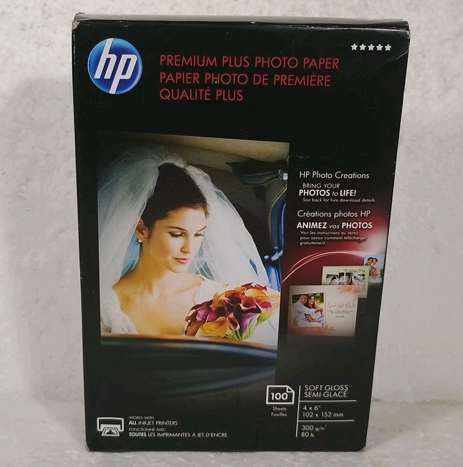 Hewlett Packard HP Premium Plus Soft Gloss Photo Paper 100 Sheets 4×6