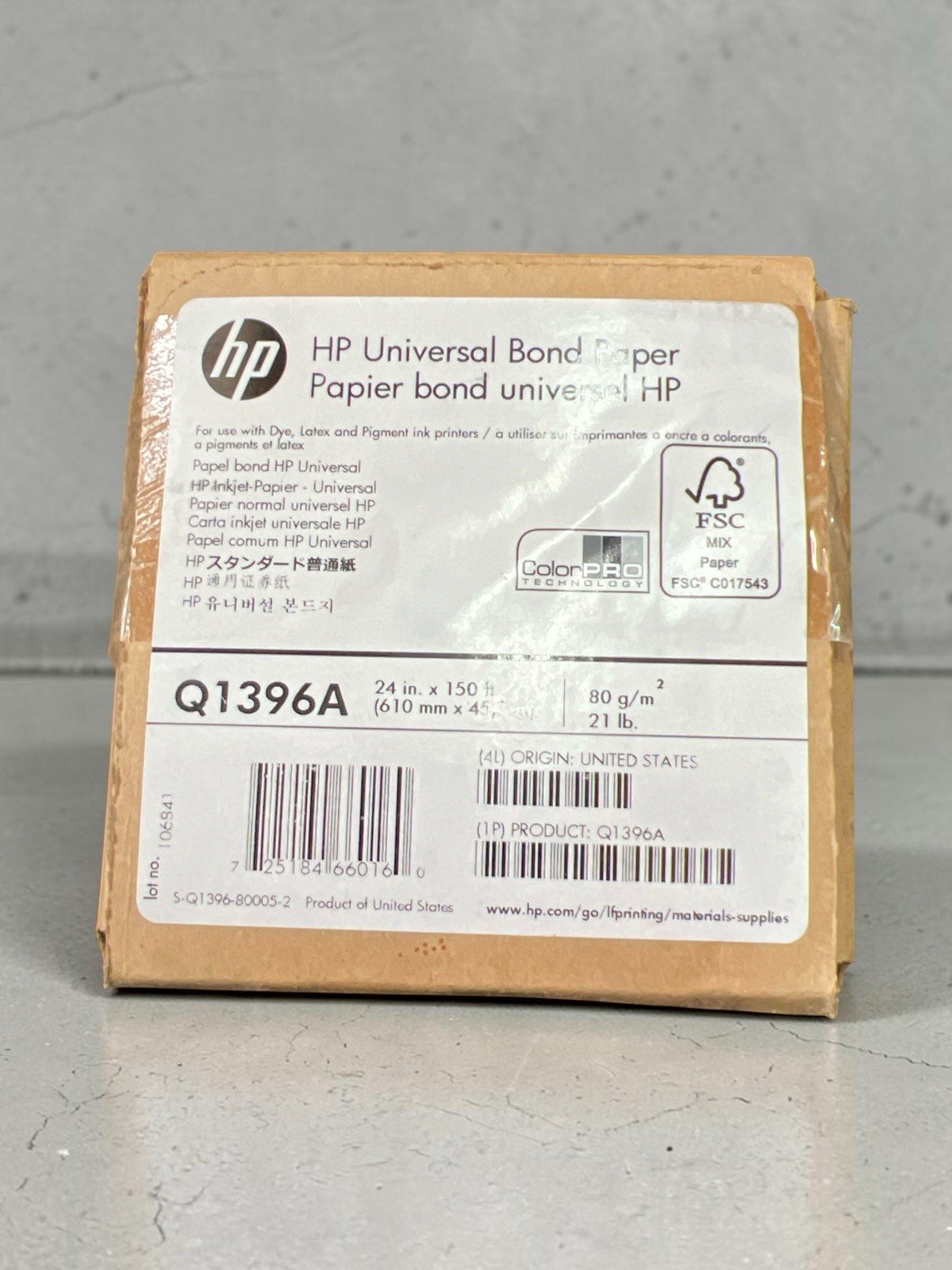 HP Q1396A Universal Bond Paper Roll 24″ x 150′ 80gsm DesignJet Wide Format.