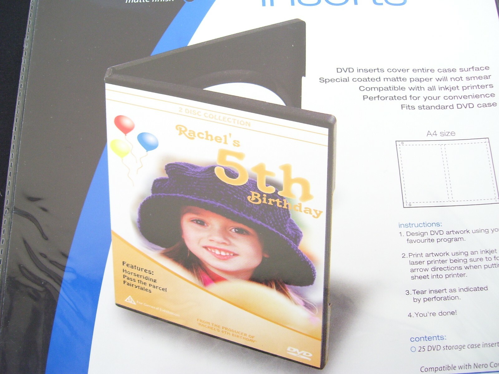 MATTE MATT DVD CASE COVER STORAGE INSERTS INKJET PRINTER A4 LASER AO-INSERTS 25