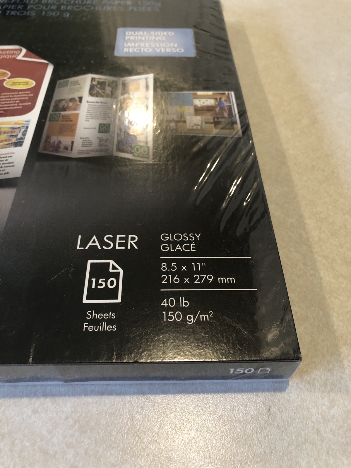 HP Laser Print Flyer Paper 8 1/2″ x 11″ Glossy 150 Sheets/Pack White Q6612A