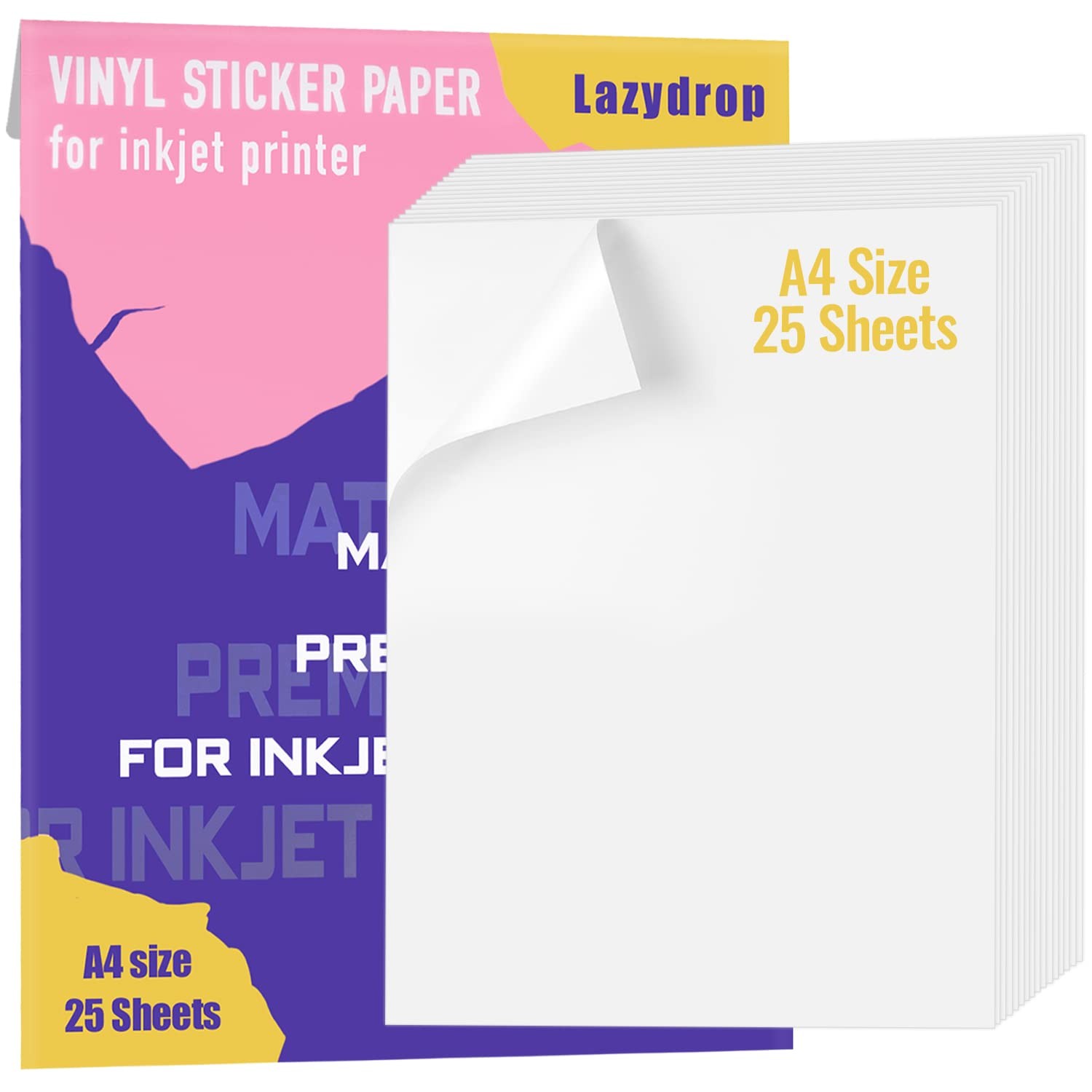 Premium Printable Vinyl Sticker Paper for Inkjet Printer – 25 Matte White Wat…