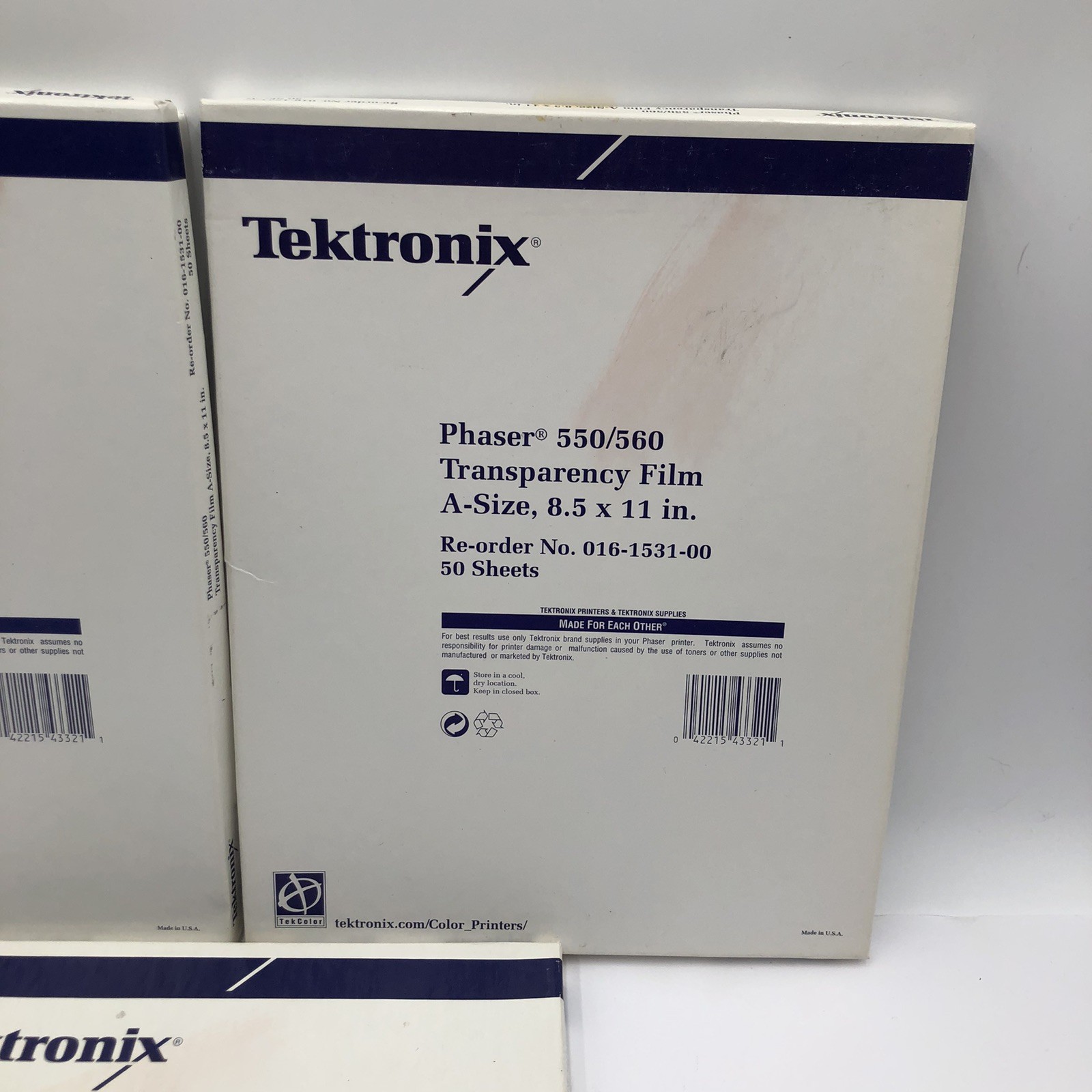 Tektronix Phaser 560 Transparency Film A-Size 8.5×11” Three Boxes Open Box