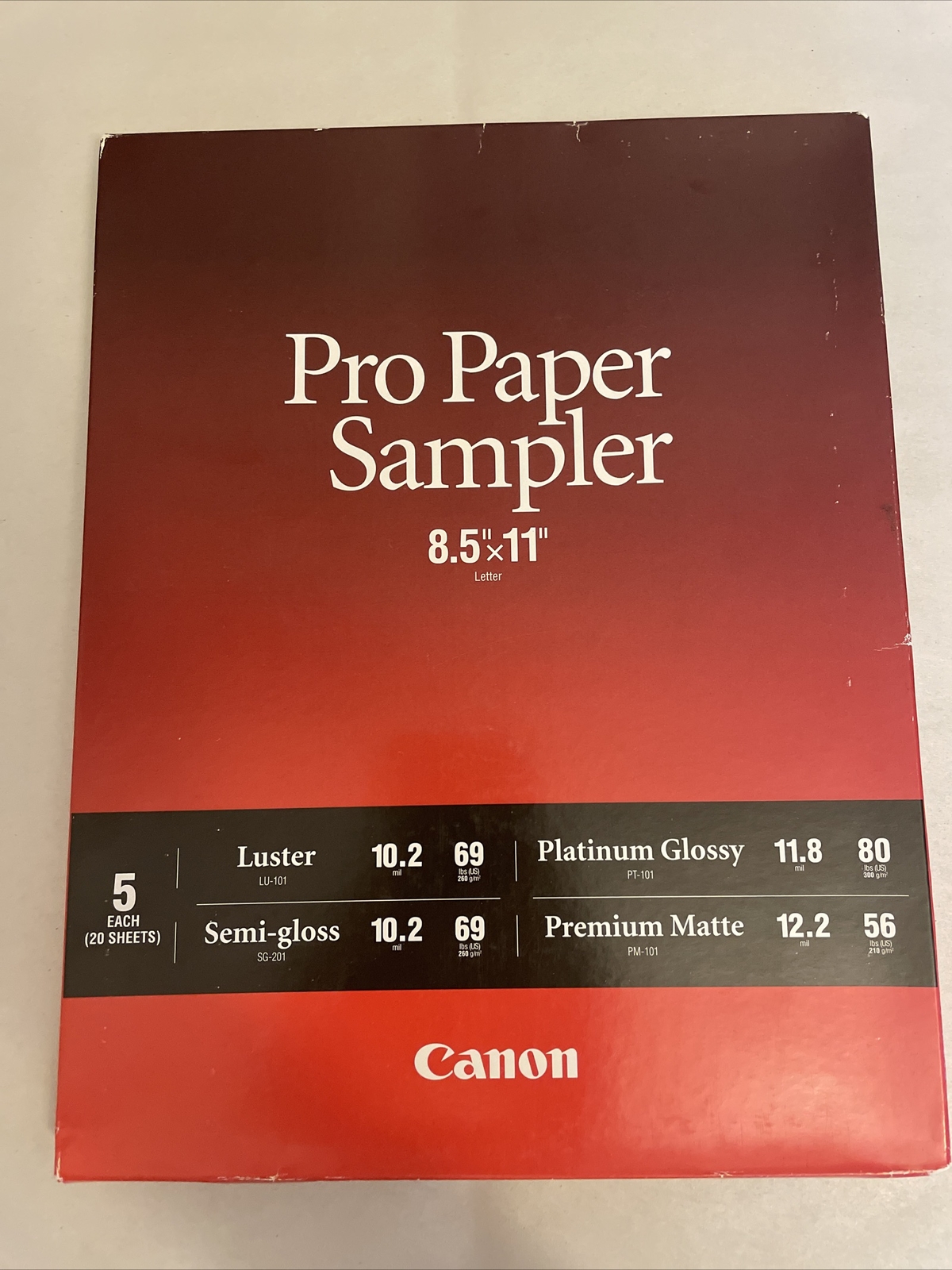 Canon Pro Paper Luster Sampler Pack 8.5 x 11″ – Total 20 Sheets #8657B012
